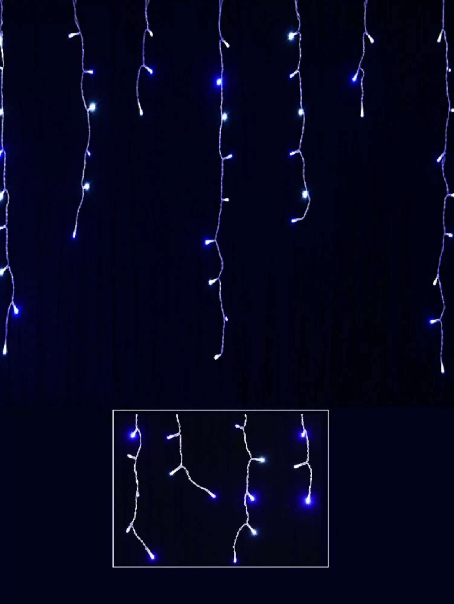 Christmas Warehouse 1008 Blue & Cool White Concave Bulb Led Christmas Icicle String Light - 30M> Icicle Lights