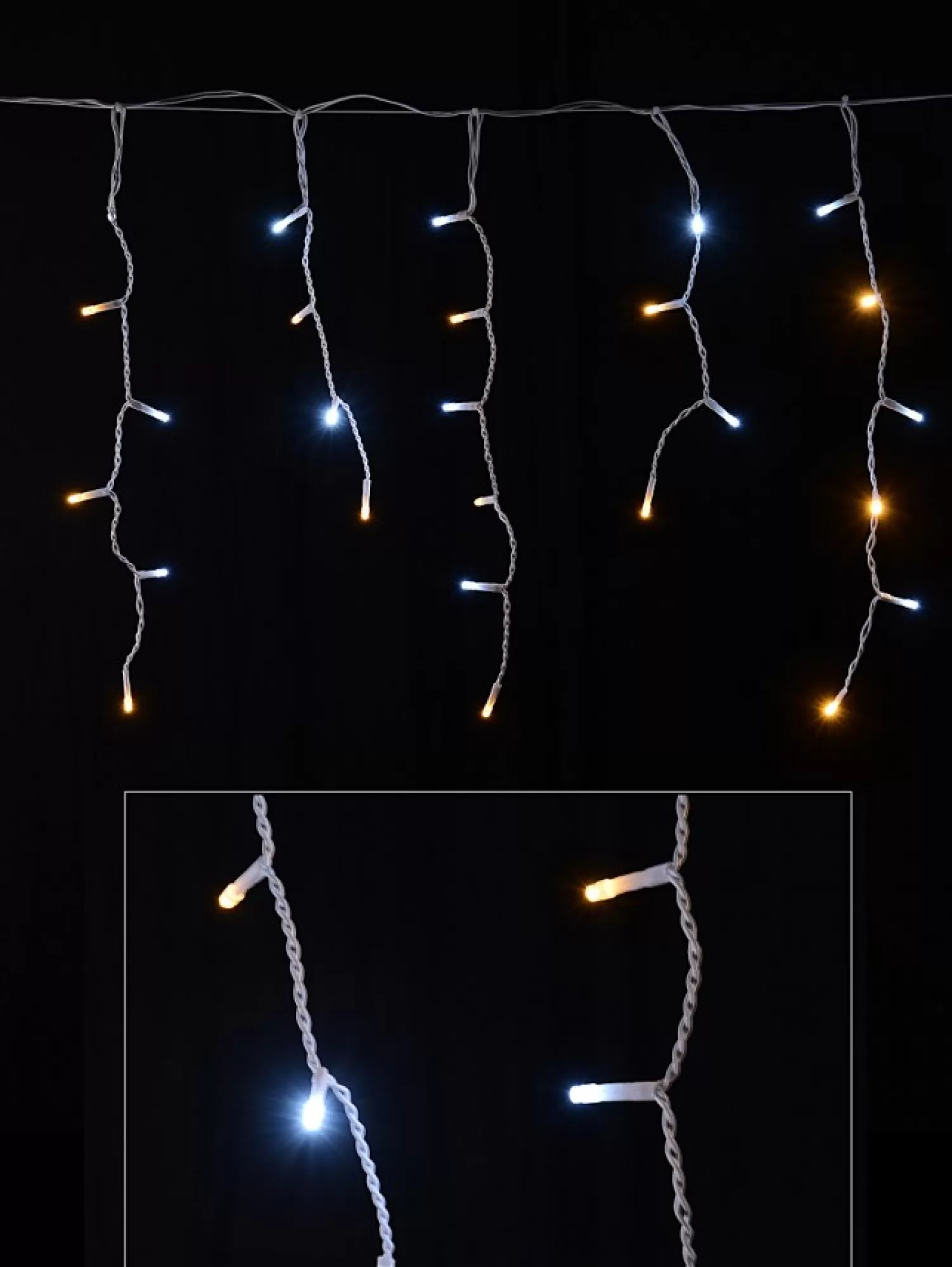 Christmas Warehouse 1008 Warm & Cool White Concave Bulb Led Christmas Icicle String Light - 30M> Icicle Lights