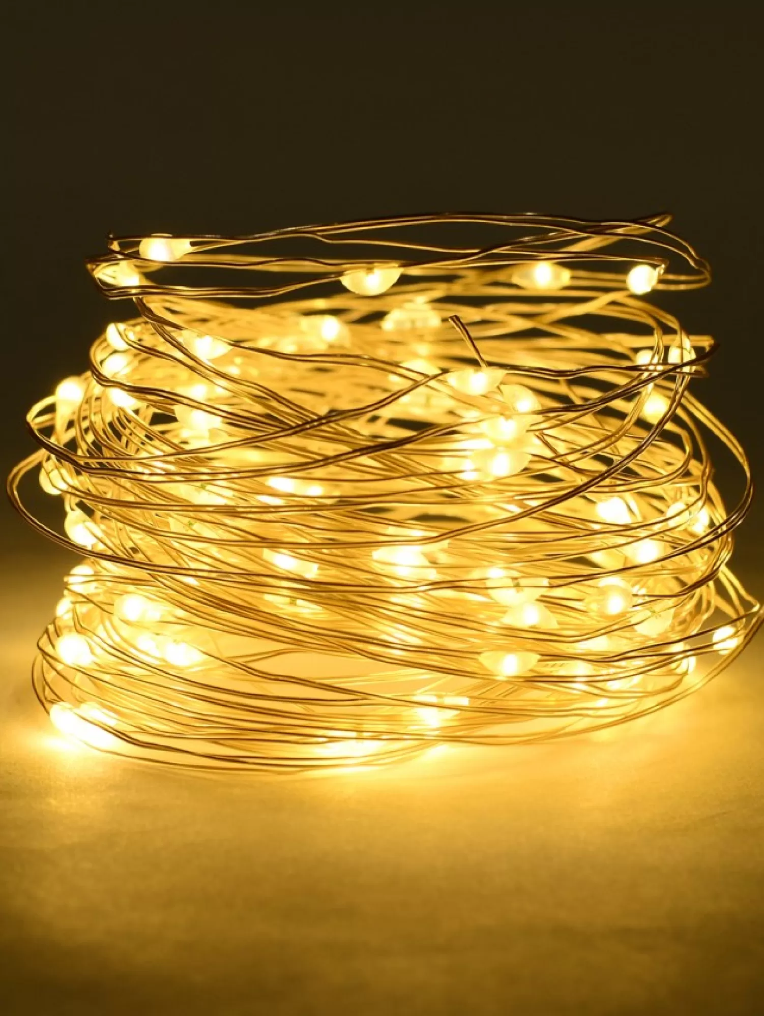 Christmas Warehouse 100 Warm White Micro Led Seed Bulb Christmas Wire Battery Lights - 10M> Battery Operated Lights