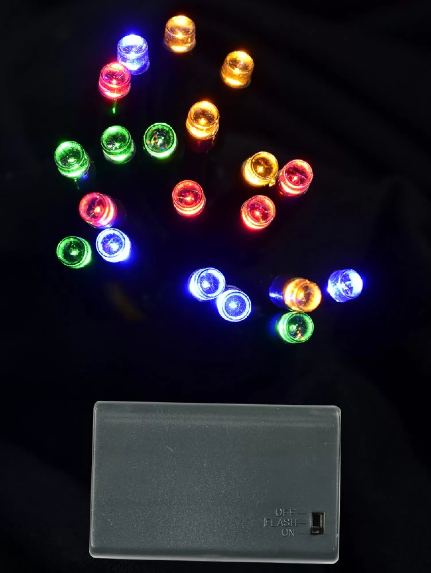 Christmas Warehouse 20 Multi Colour Concave Led Bulb Christmas Battery String Fairy Lights - 2.4M> Battery Operated Lights