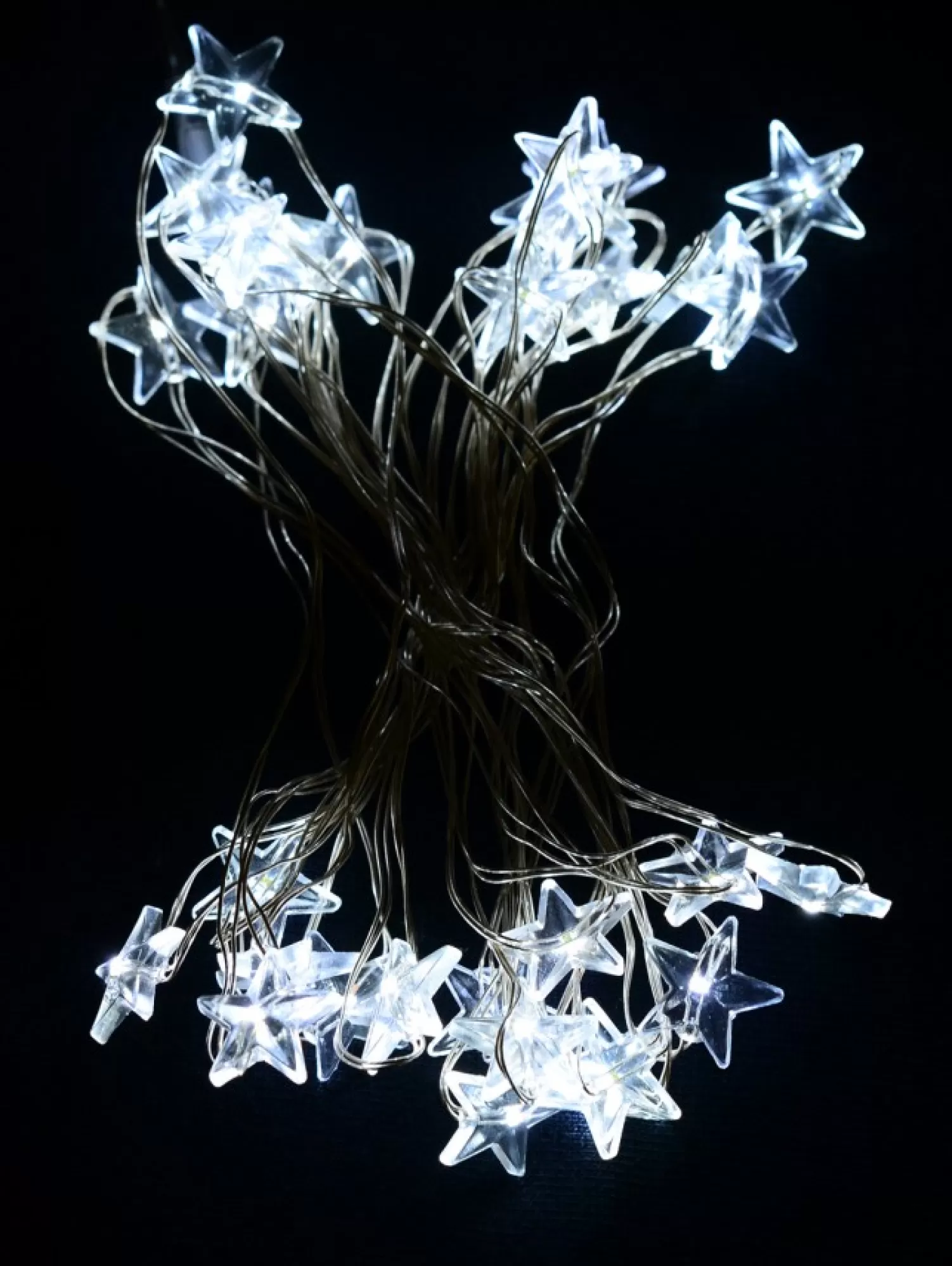 Christmas Warehouse 20 Stars With Cool White Led Bulb Christmas String Battery Lights - 2M> Battery Operated Lights