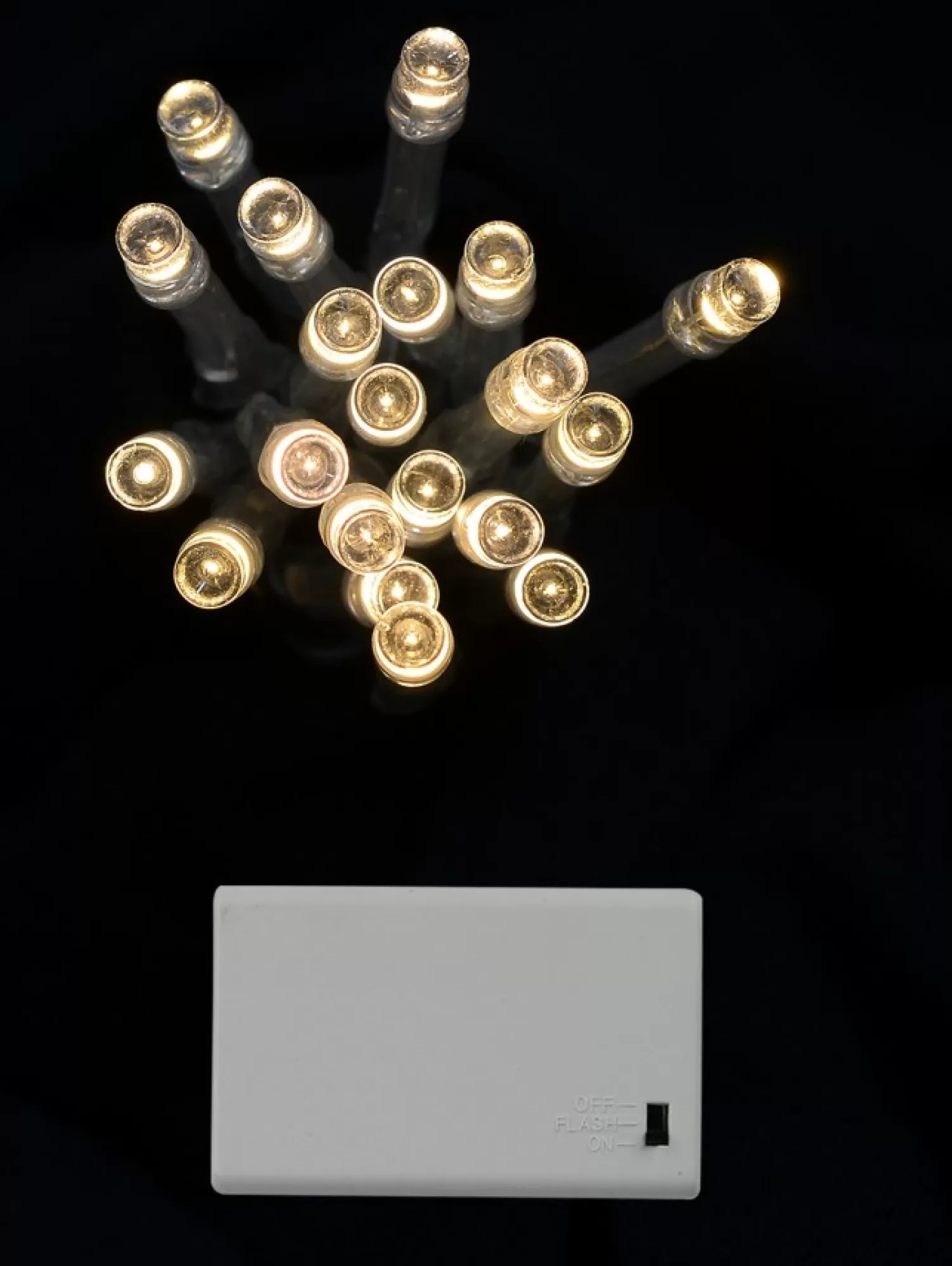 Christmas Warehouse 20 Warm White Concave Led Bulb Christmas String Battery Fairy Lights - 2.4M> Battery Operated Lights