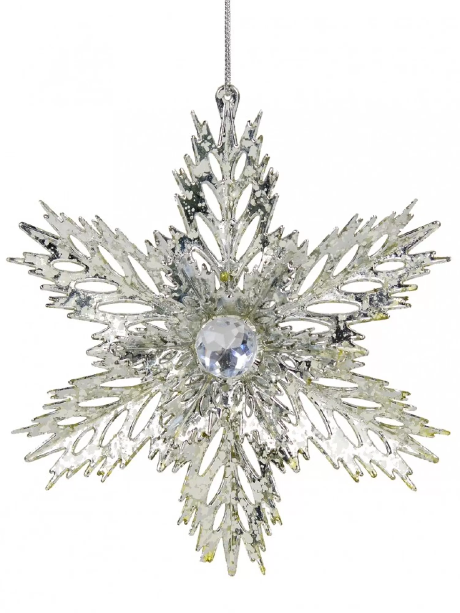 Christmas Warehouse 3D Silver Snowflake With Sequins Christmas Tree Hanging Decoration - 15Cm> Hanging Decorations - Individual
