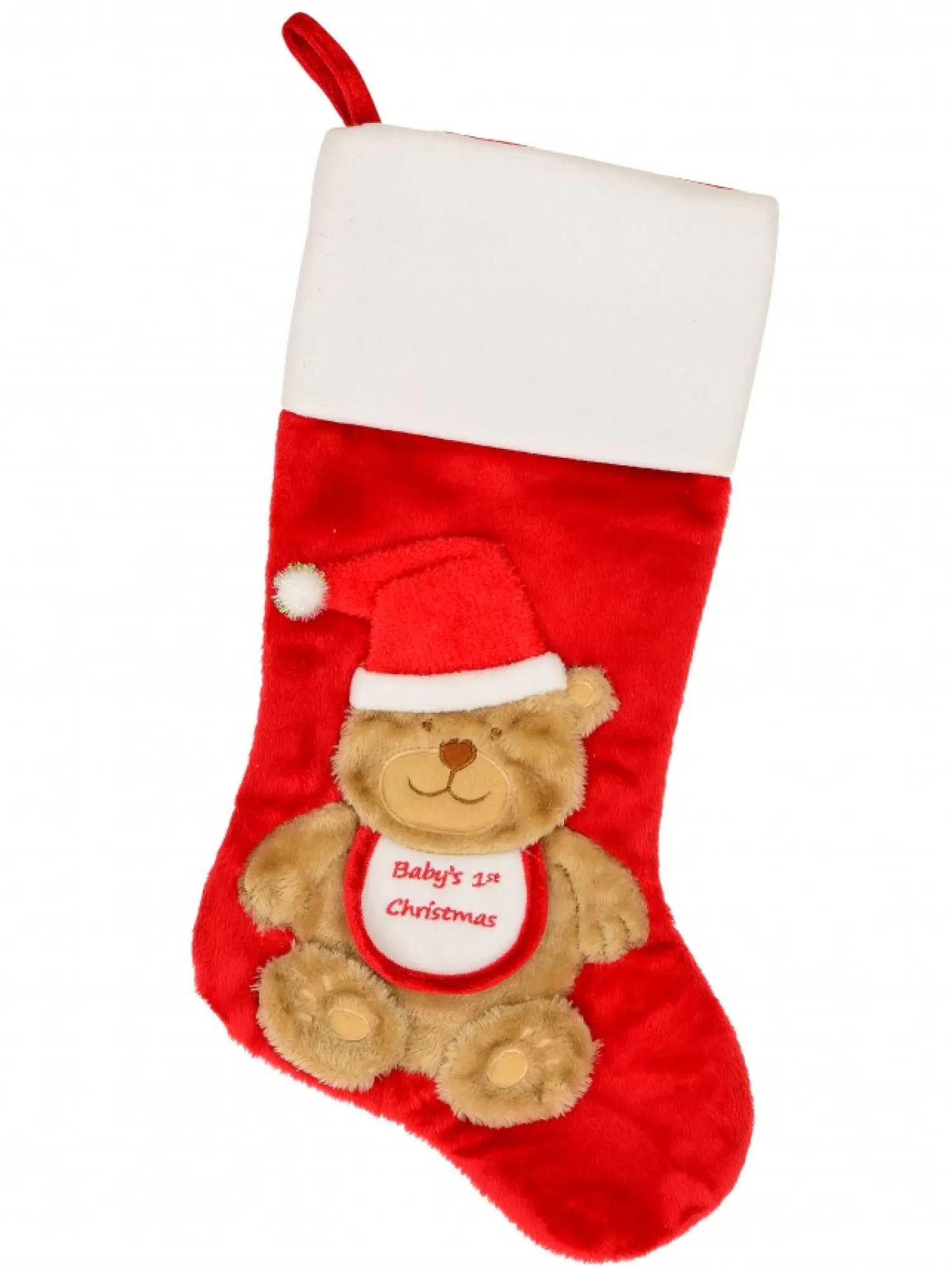 Christmas Warehouse Baby's 1St Christmas Cuddly Looking Teddy Bear Red Christmas Stocking - 42Cm> Christmas Stockings