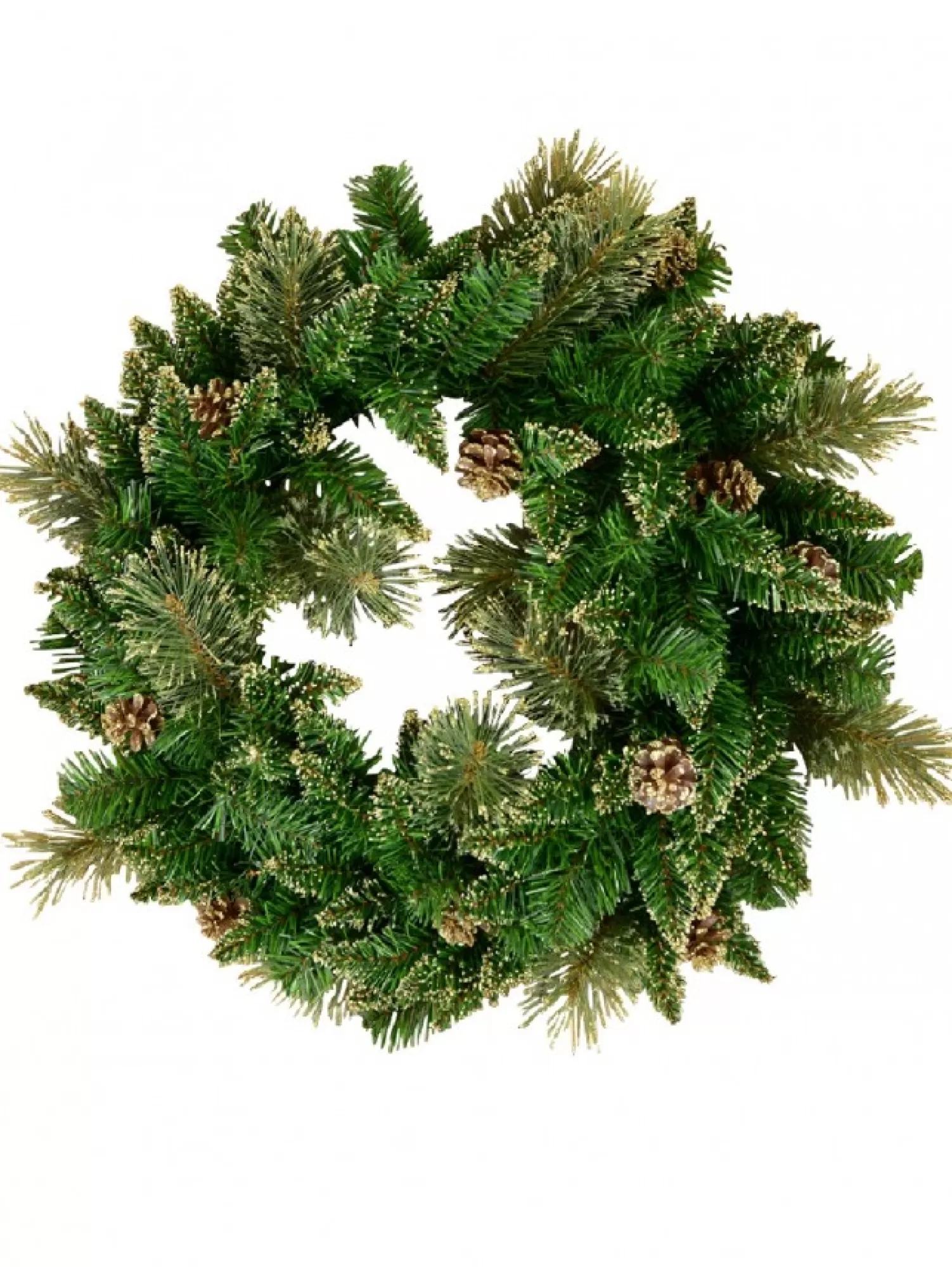 Christmas Warehouse Balsam Pine Wreath With 132 Gold Glittered Tips & Pine Cones - 56Cm> Christmas Wreaths