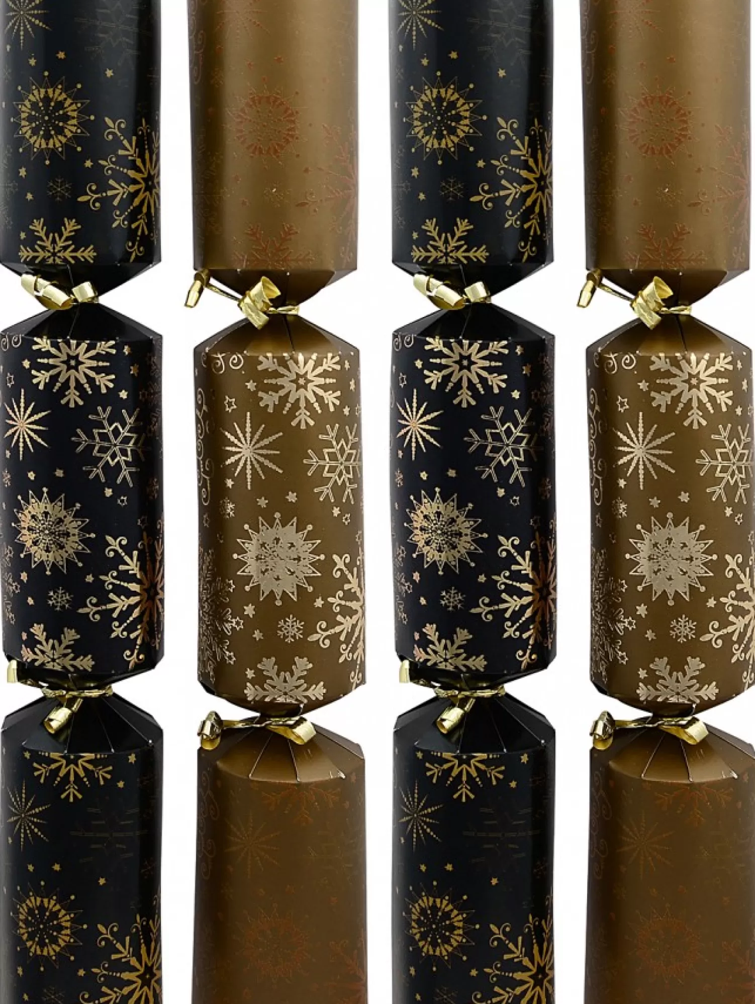 Christmas Warehouse Black & Gold Snowflakes & Stars Christmas Cracker Bon Bons - 6 X 38Cm> Christmas Cracker Bon Bon Packs (4 - 16 Per Pack)
