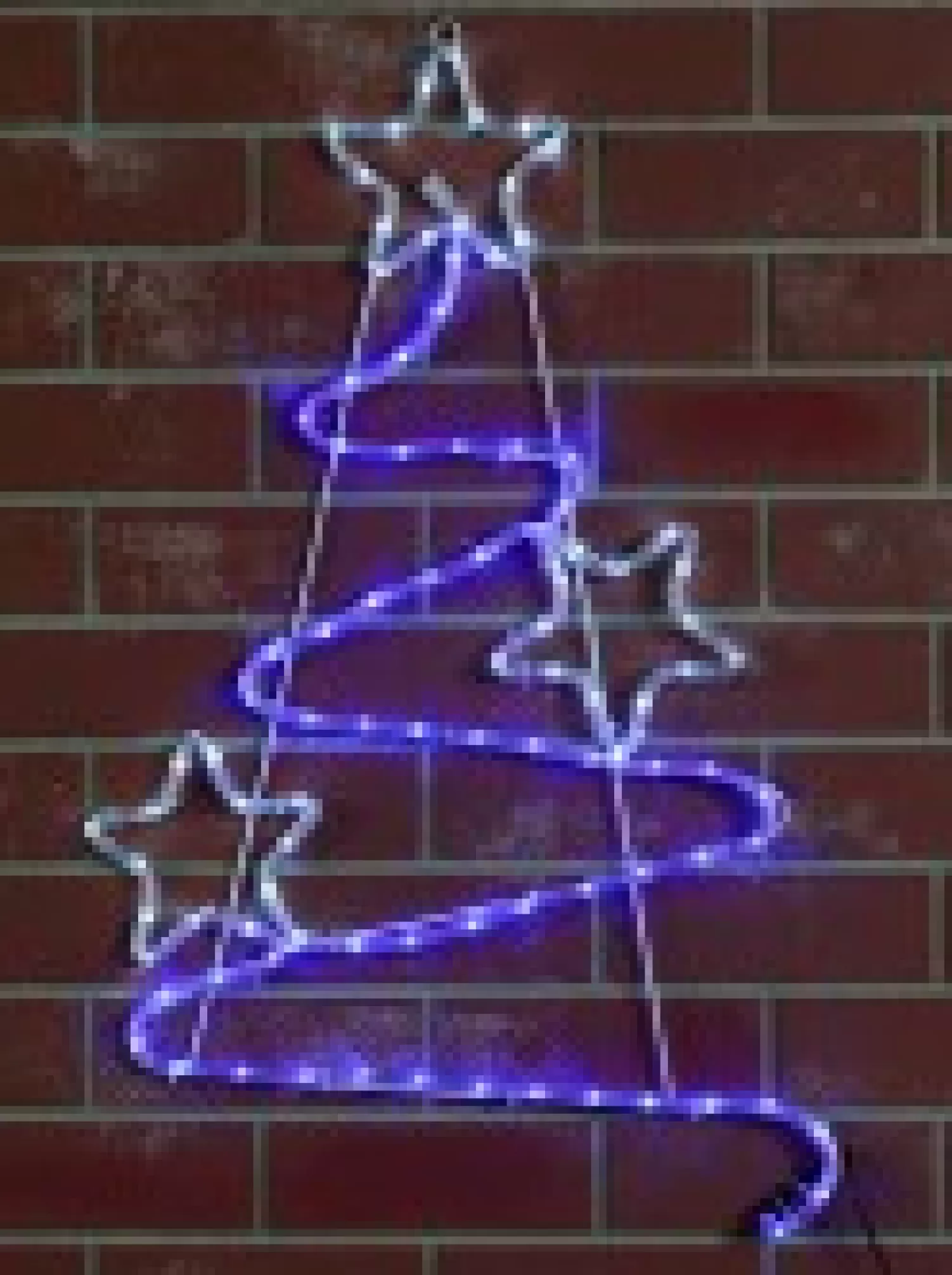 Christmas Warehouse Blue & Cool White Led Christmas Tree With Stars Rope Light Silhouette - 85Cm> Christmas Light Displays