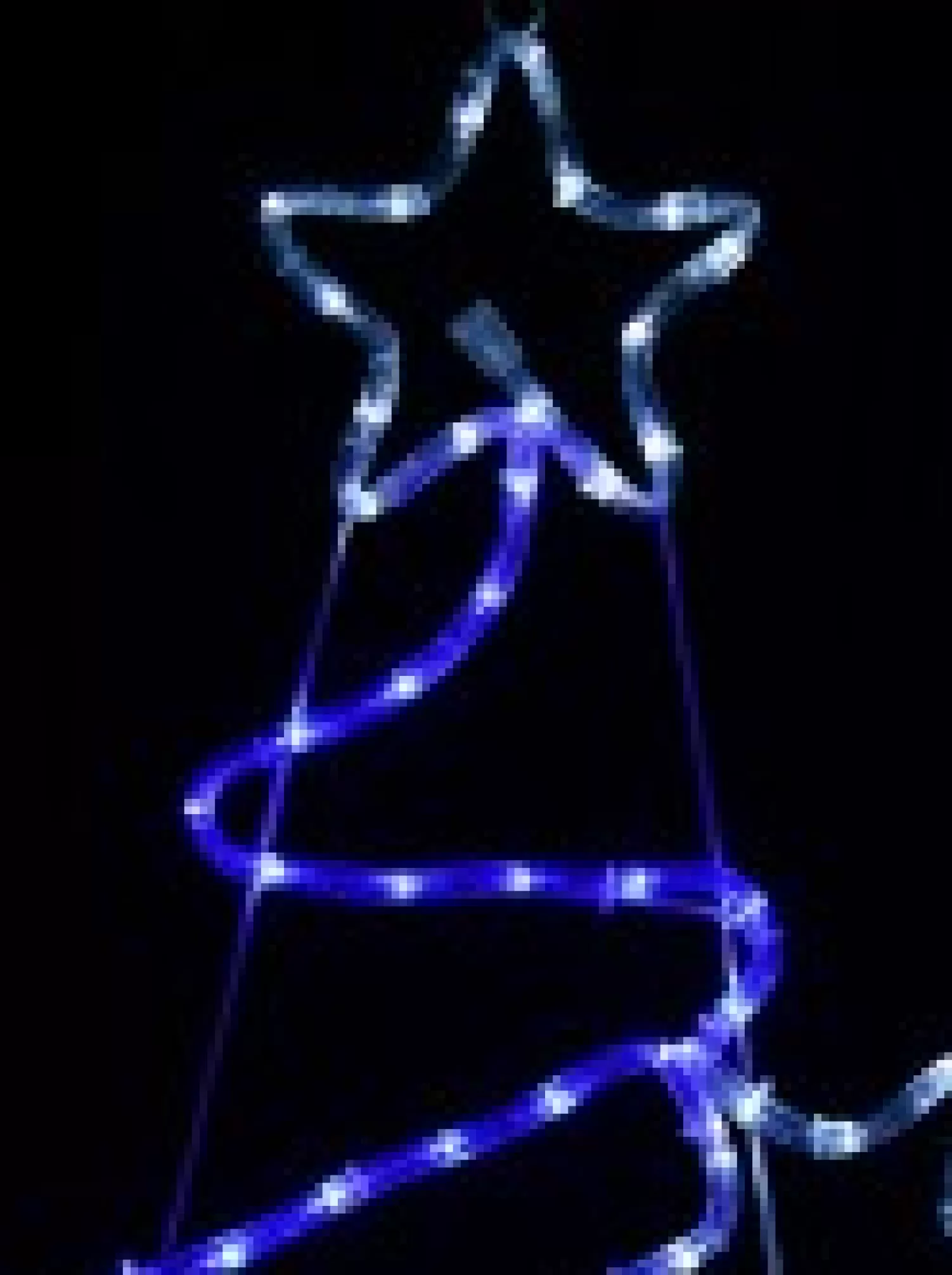 Christmas Warehouse Blue & Cool White Led Christmas Tree With Stars Rope Light Silhouette - 85Cm> Christmas Light Displays