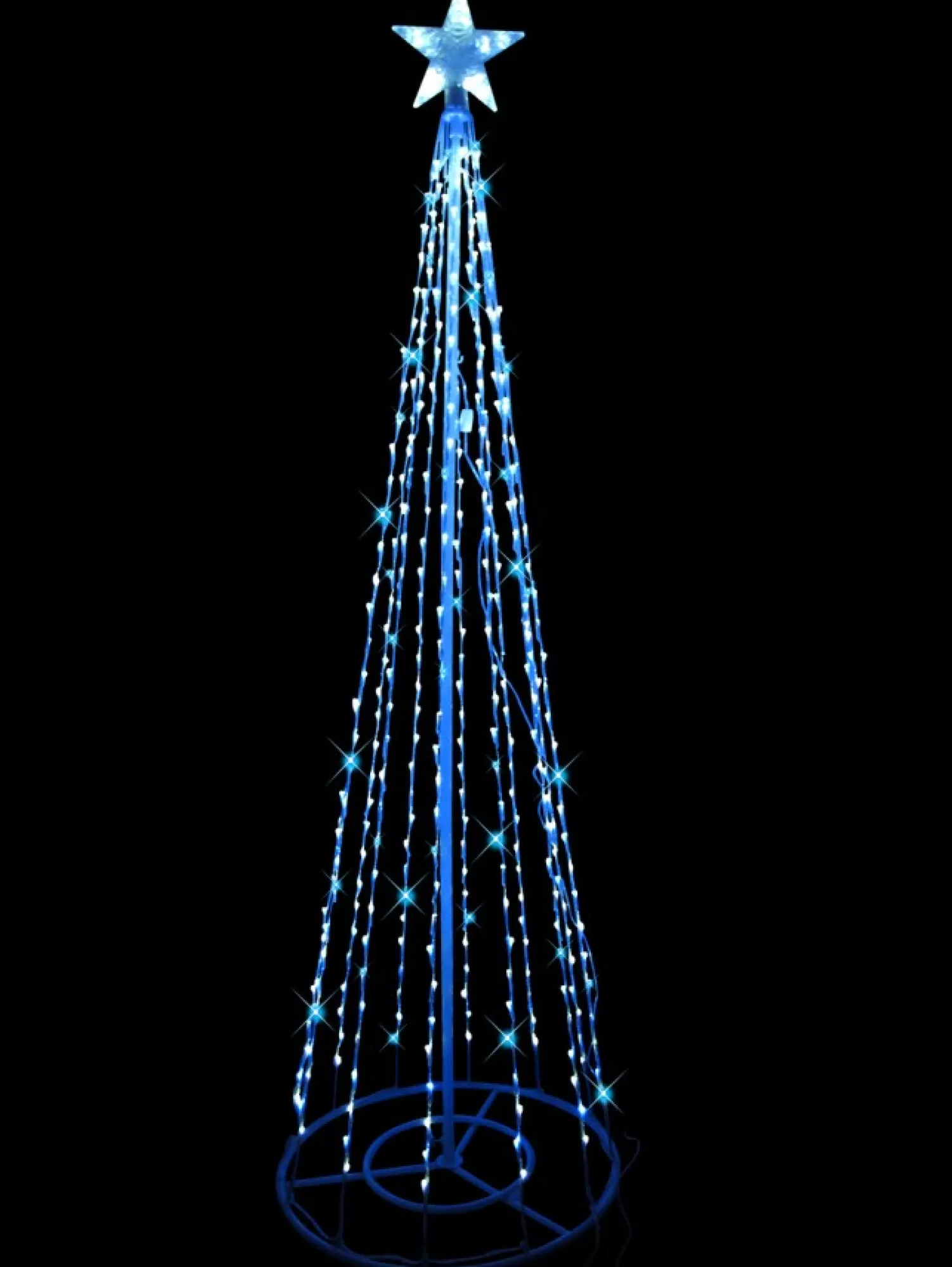 Christmas Warehouse Blue & Cool White Led String Fairy Light 3D Conical Outdoor Christmas Tree - 2M> Christmas Light Displays - 3D