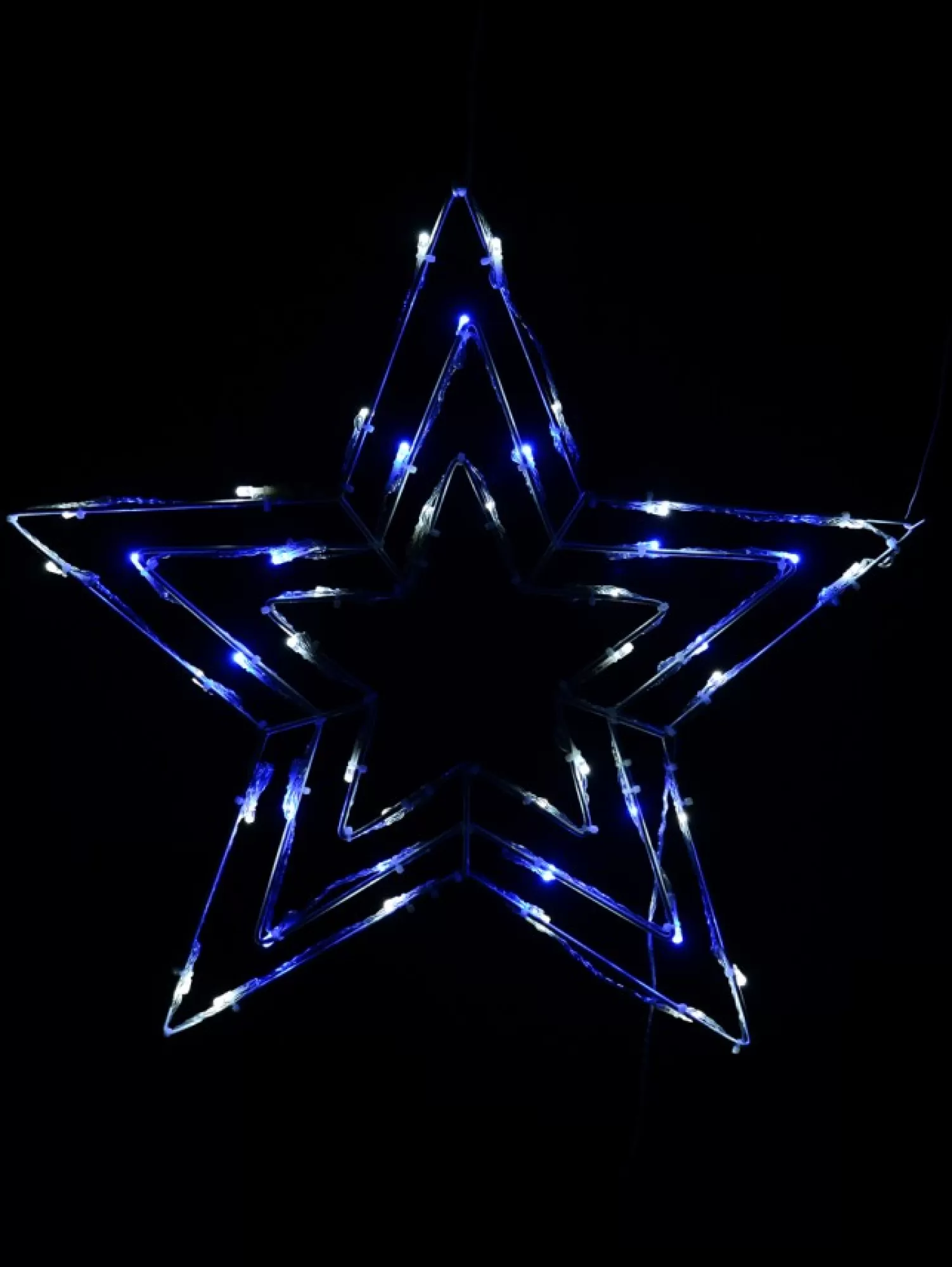 Christmas Warehouse Blue & Cool White Led Triple Christmas Star String Light Silhouette - 50Cm> Christmas Light Displays