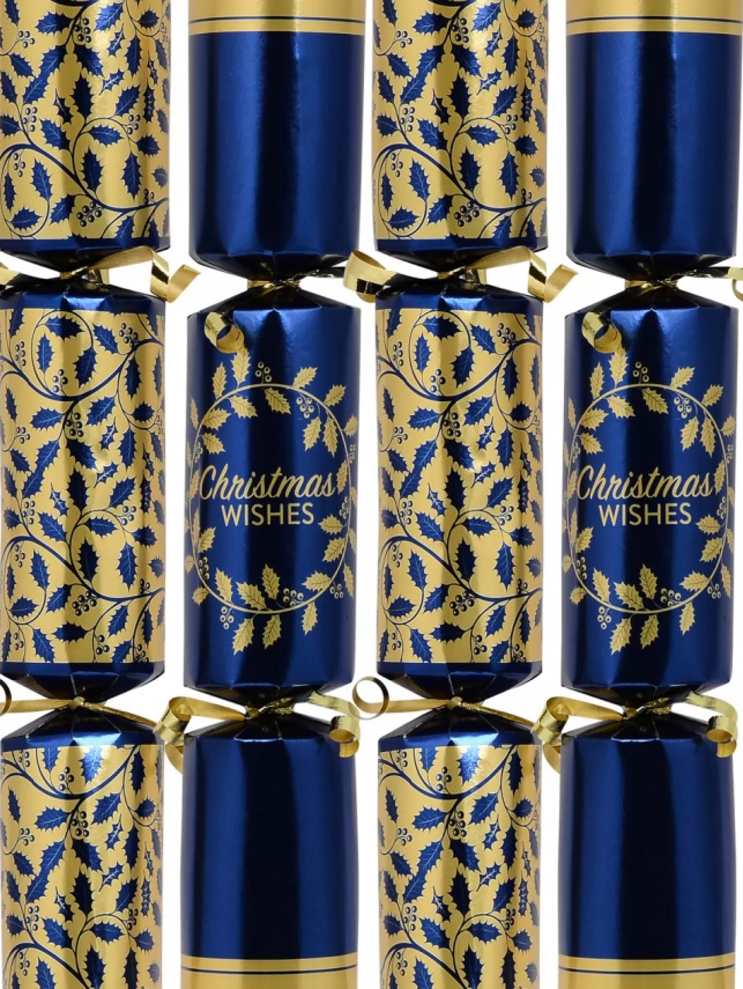 Christmas Warehouse Blue & Gold With Christmas Wishes Holly Vine & Wreath Bon Bons - 50 X 30Cm> Christmas Cracker Bon Bon Catering Packs (50 Per Pack)