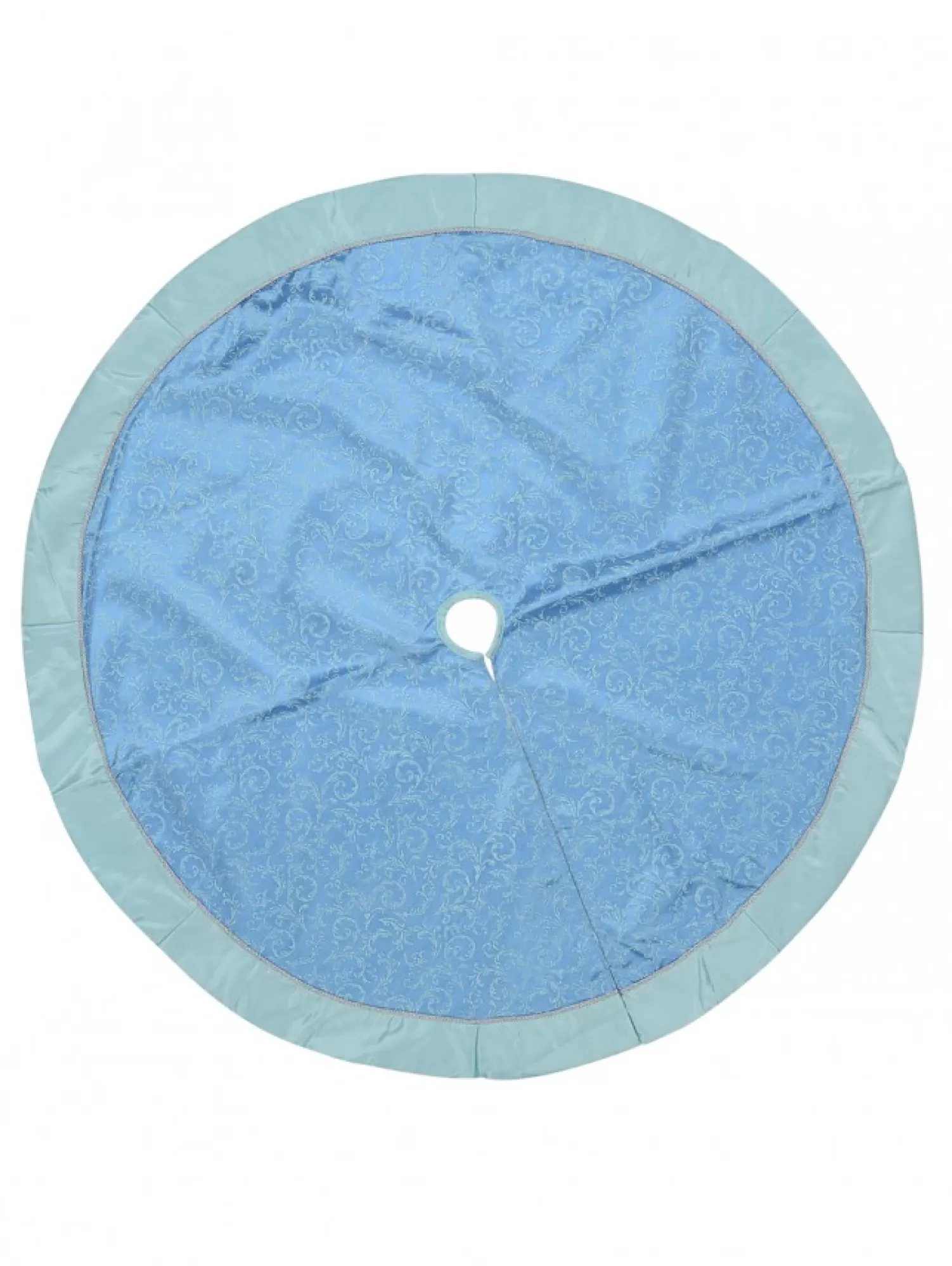 Christmas Warehouse Blue & Silver Filigree Pattern With Border Christmas Tree Skirt - 1.2M> Tree Skirts