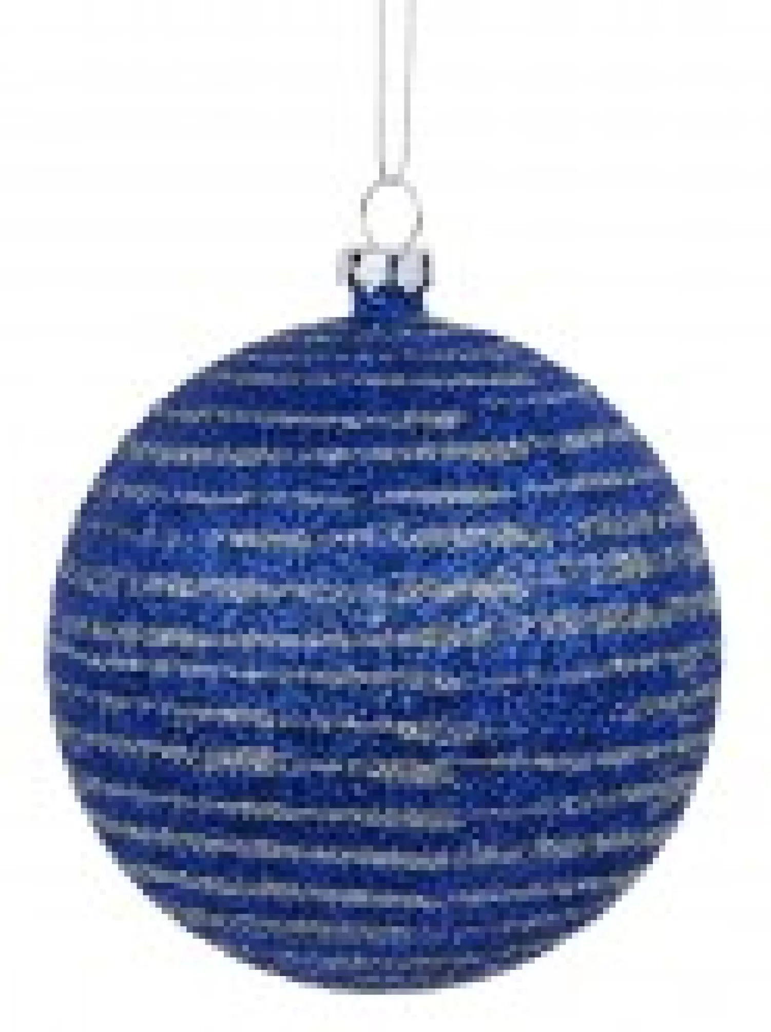 Christmas Warehouse Blue Glittered Christmas Baubles With Silver Glittered Stripes - 4 X 80Mm> Bauble Packs