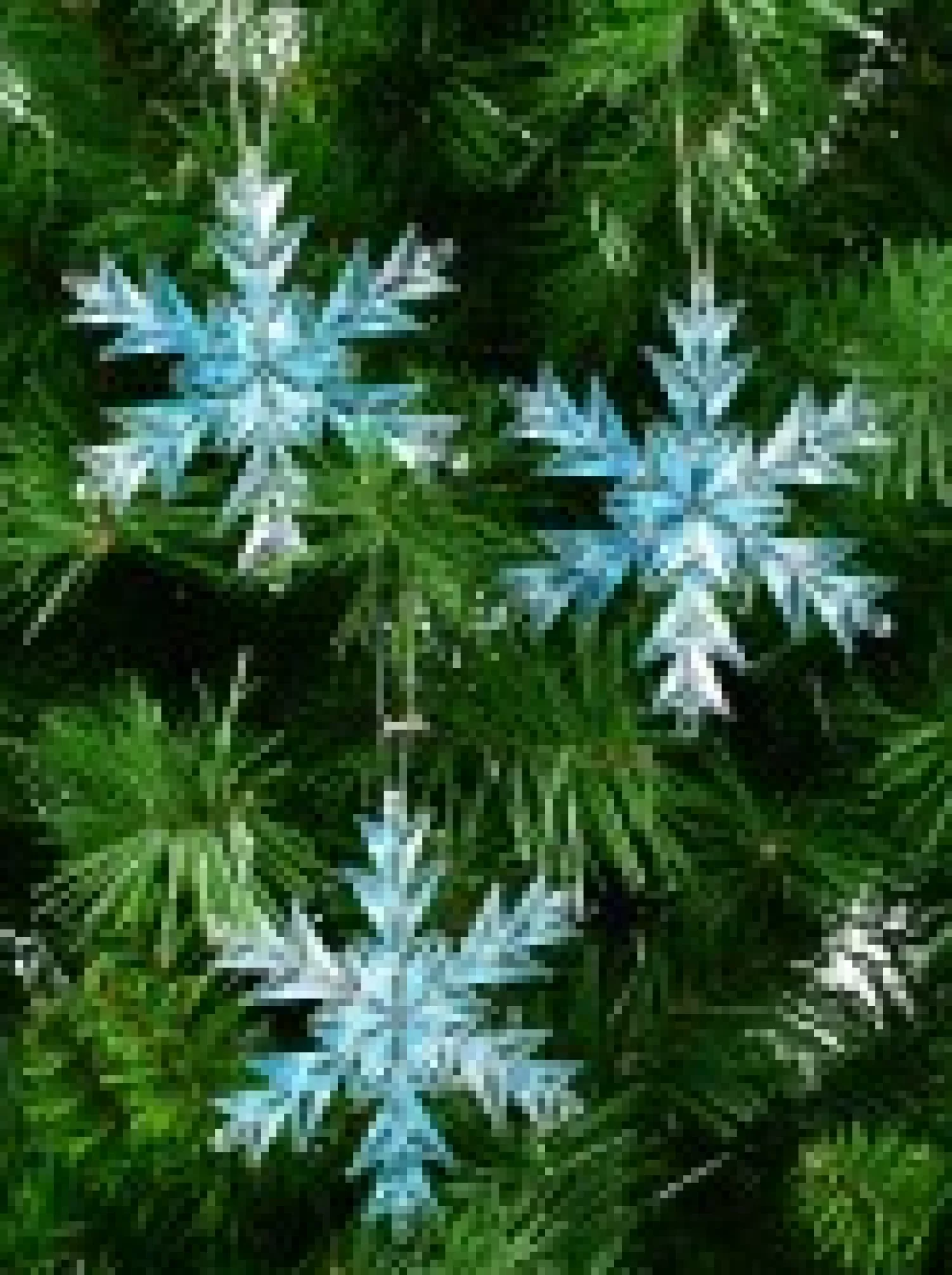 Christmas Warehouse Blue Ice Look Refractive Snowflakes Tree Hanging Decorations - 3 X 11Cm> Hanging Decorations - Packs
