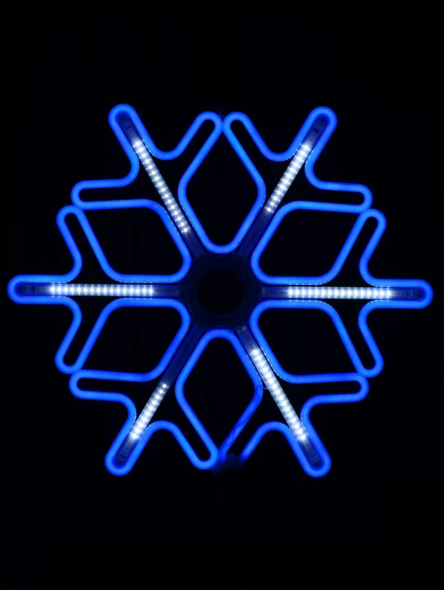 Christmas Warehouse Blue Snowflake & Cool White Strip Neon Christmas Light Rope Silhouette - 60Cm> Christmas Light Displays