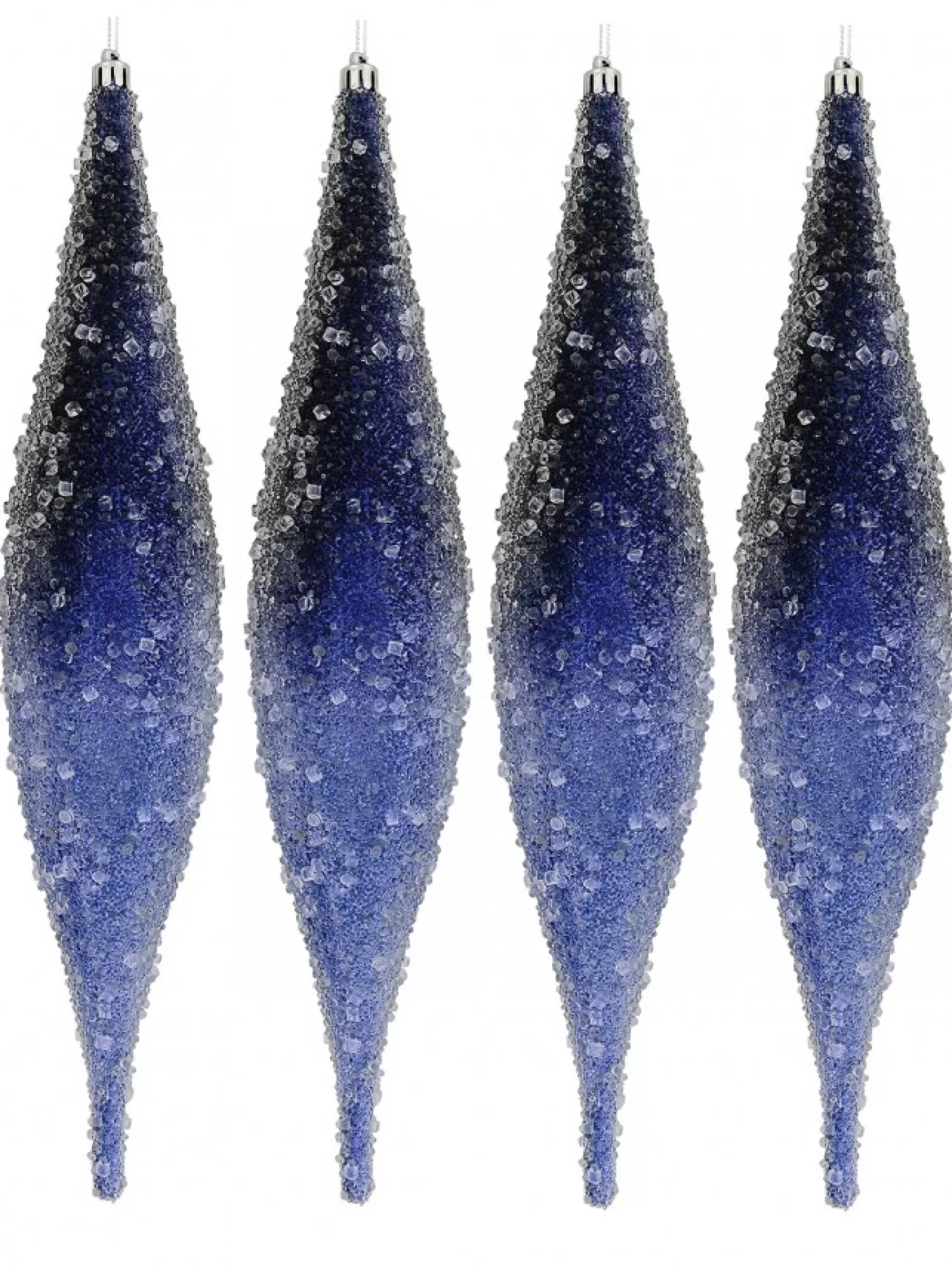 Christmas Warehouse Blue With Frost Look Pine Cone Shape Baubles Hanging Decorations - 4 X 33Cm> Hanging Decorations - Packs
