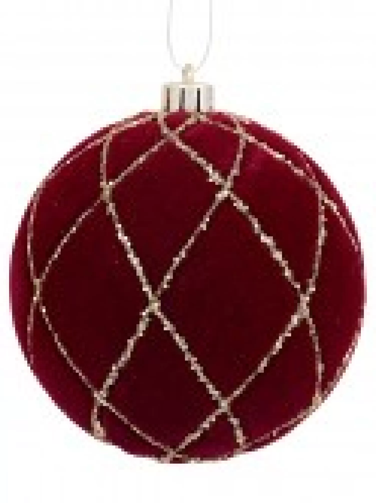 Christmas Warehouse Burgundy Velvet Baubles With Diamond Pattern Gold Sequin Lines - 4 X 10Cm> Bauble Packs