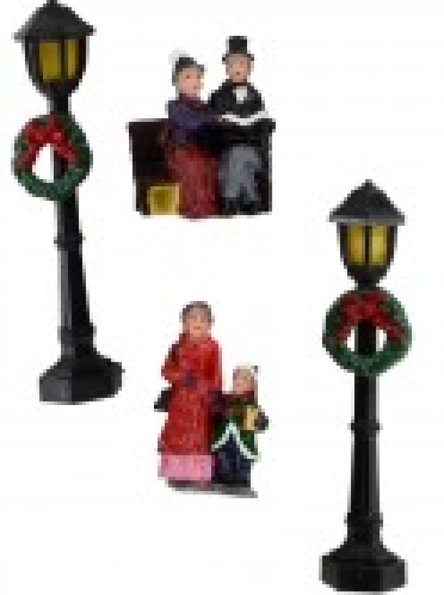 Christmas Warehouse Carollers In Illuminated Town Centre Christmas Village Figurines - 11 Piece Set> Christmas Village Figurines