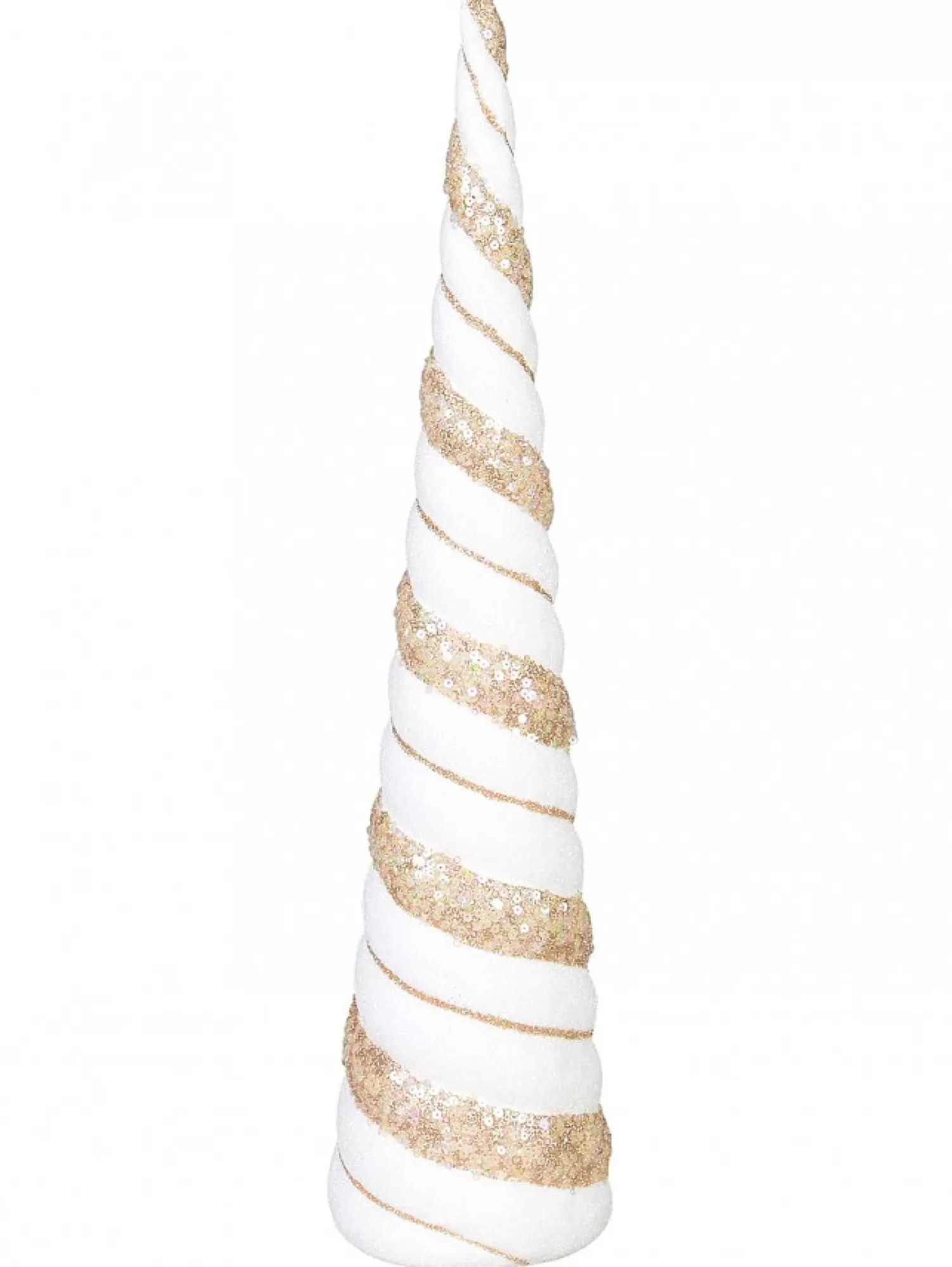 Christmas Warehouse Champagne & White With Glitter & Sequins Conical Shape Table Top Tree - 43Cm> Table Top Christmas Trees