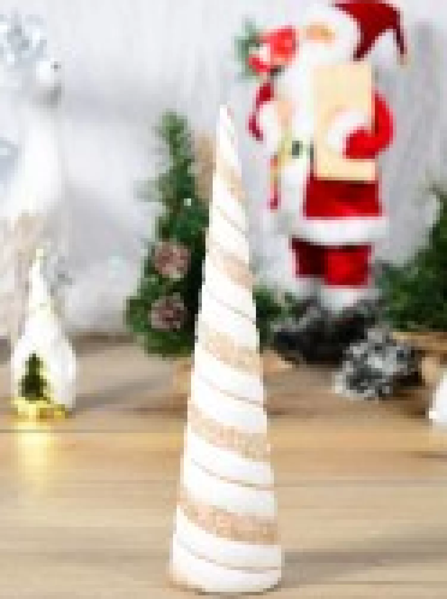 Christmas Warehouse Champagne & White With Glitter & Sequins Conical Shape Table Top Tree - 43Cm> Table Top Christmas Trees