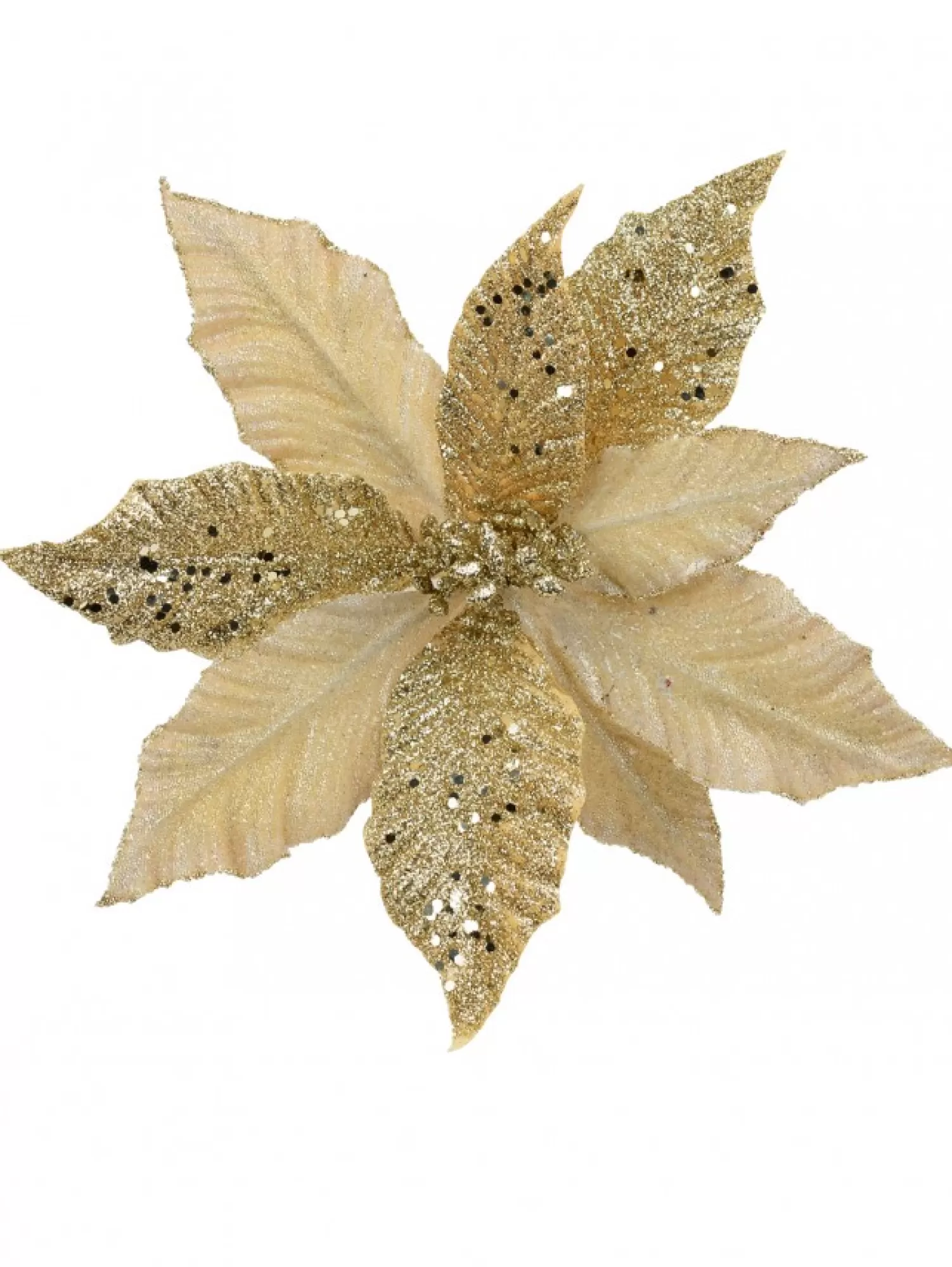 Christmas Warehouse Champagne Glitter & Dew Like Petals Decorative Christmas Flower Pick - 32Cm> Christmas Picks