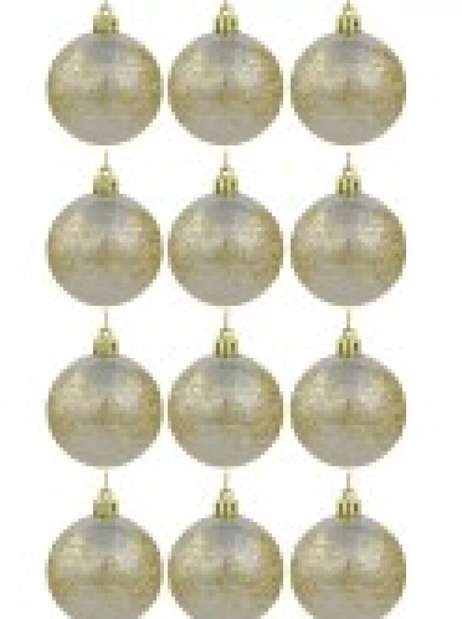 Christmas Warehouse Champagne Pearl Baubles With Gold Glitter & White Stripes - 12 X 60Mm> Bauble Packs