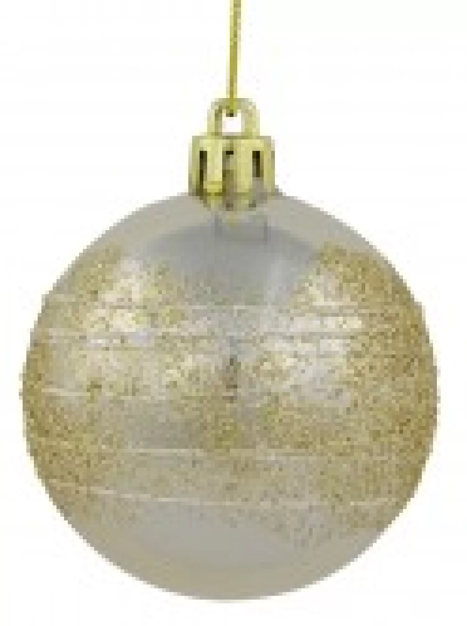 Christmas Warehouse Champagne Pearl Baubles With Gold Glitter & White Stripes - 12 X 60Mm> Bauble Packs