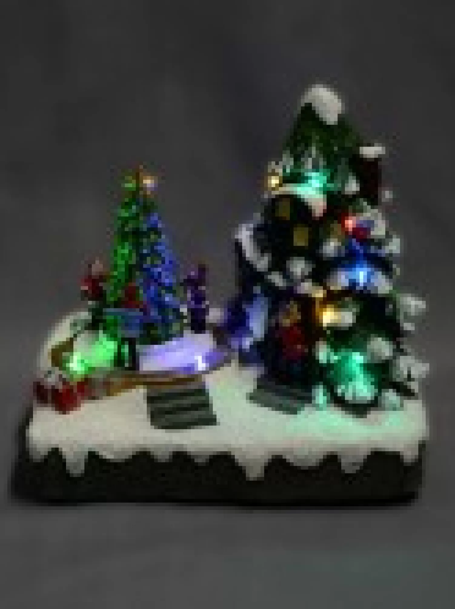 Christmas Warehouse Christmas Tree Scene With Kids & Elf With Led Lights & Animated Tree - 19Cm> Christmas Village Scenes