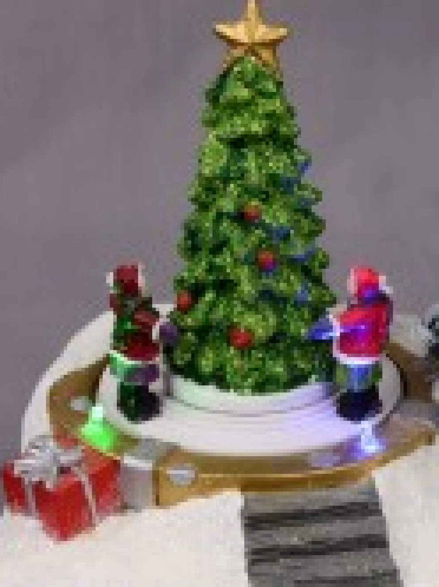 Christmas Warehouse Christmas Tree Scene With Kids & Elf With Led Lights & Animated Tree - 19Cm> Christmas Village Scenes