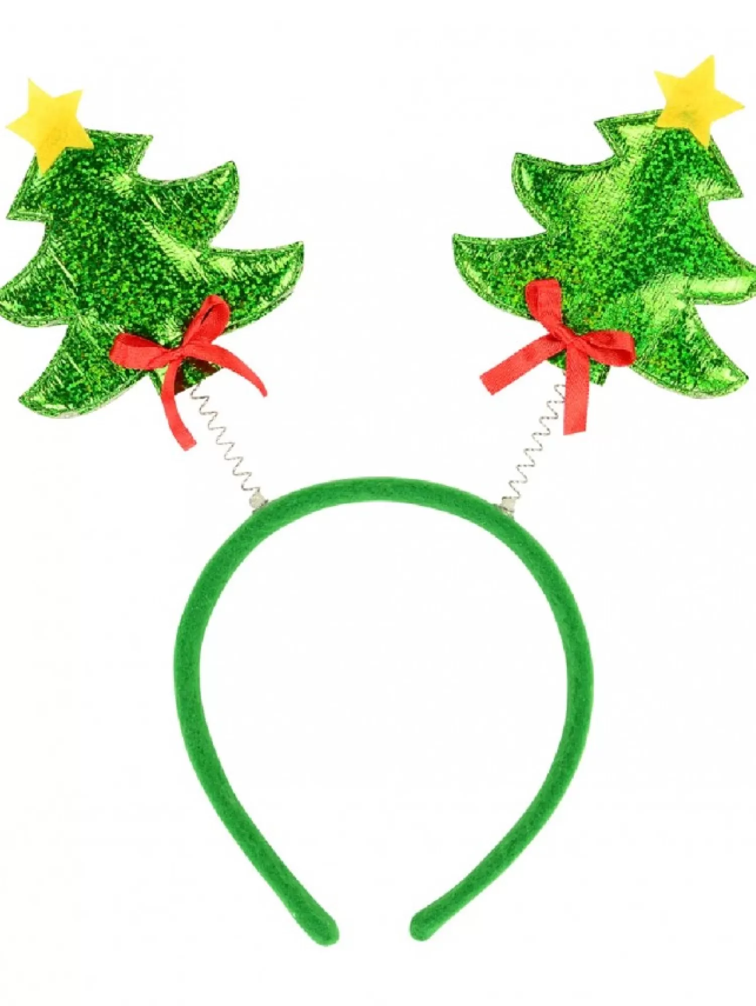 Christmas Warehouse Christmas Trees On Springs Headband With Ribbon & Star - One Size Fits Most> General Headwear