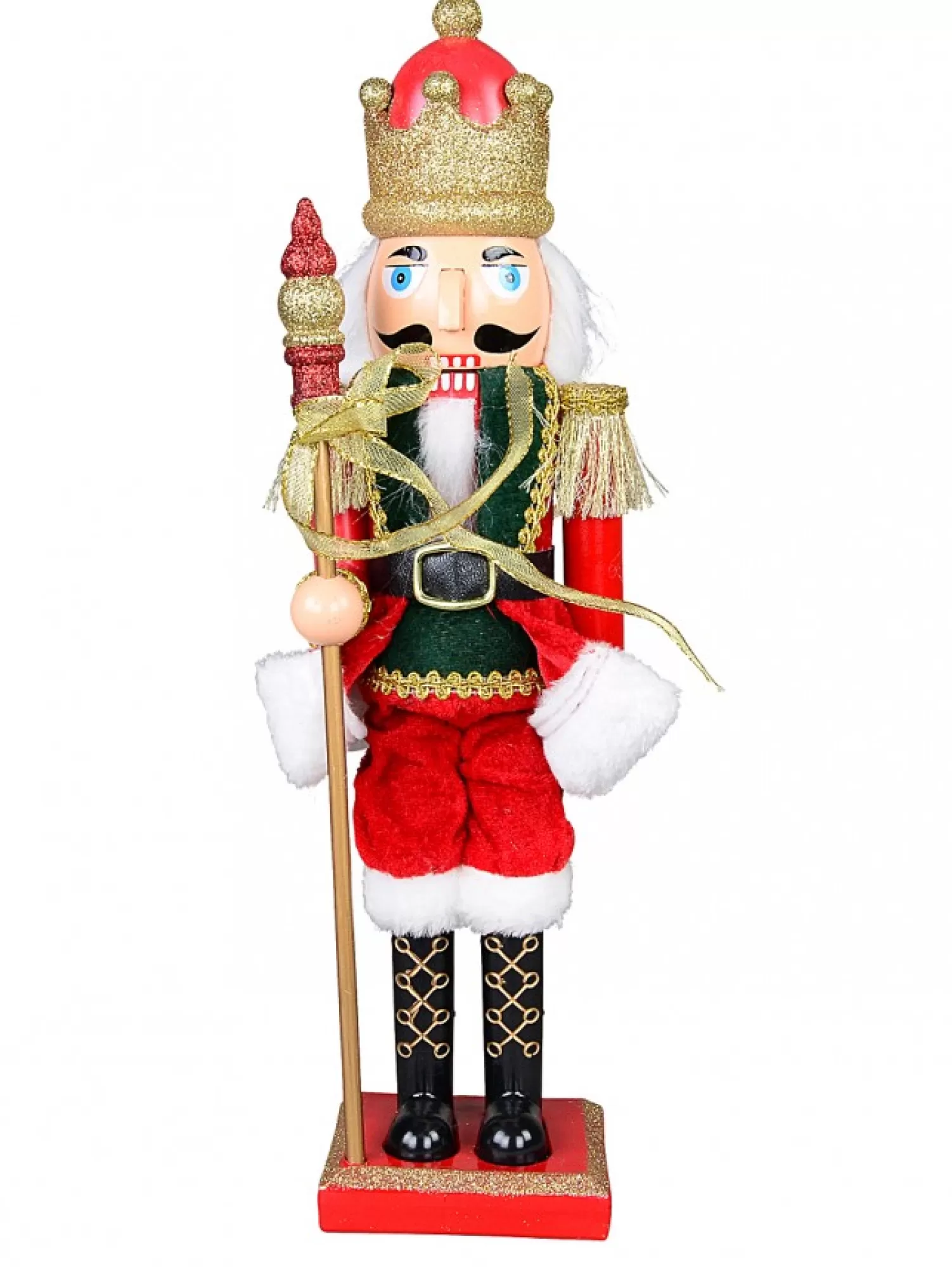 Christmas Warehouse Classic Christmas Nutcracker With Finial Staff Decorative Ornament - 39Cm> Nutcrackers & Tin Soldiers