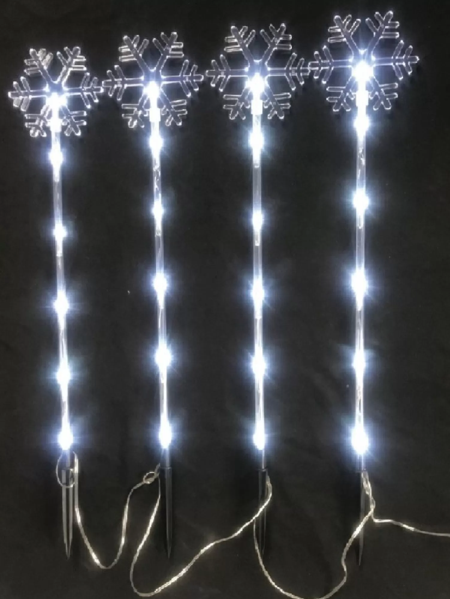 Christmas Warehouse Cool White Led Snowflake On A Pole Garden Christmas Path Lights - 4 X 49Cm> Path Lights
