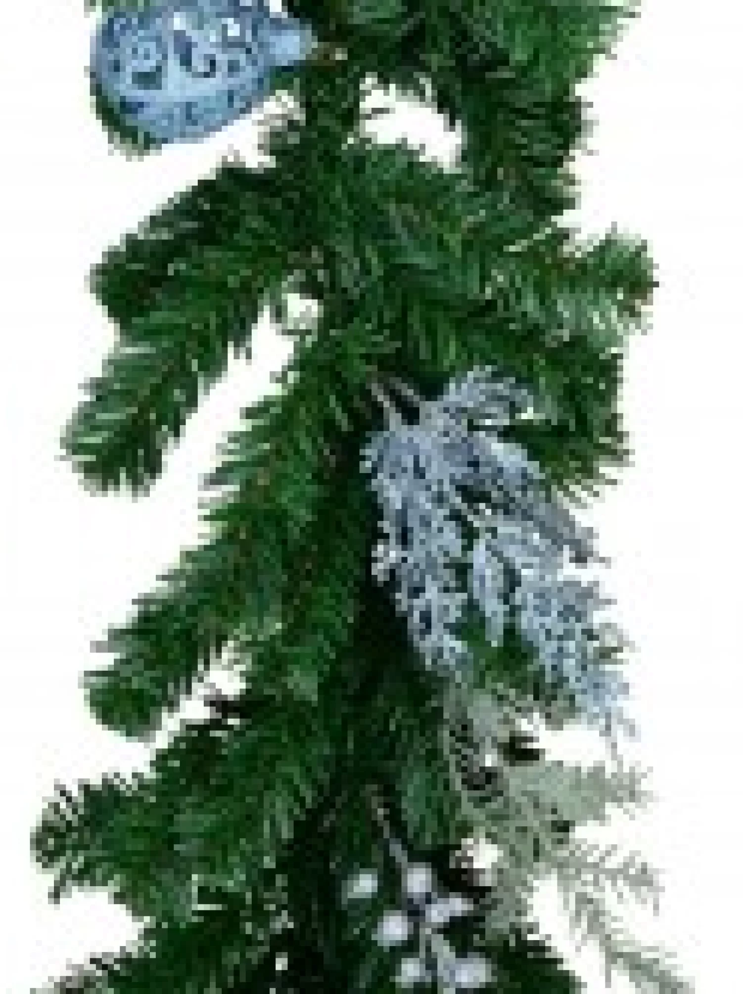 Christmas Warehouse Decorated Blue Poinsettia, Pine Cone, Foliage & Baubles Pine Garland - 2.7M> Christmas Garlands