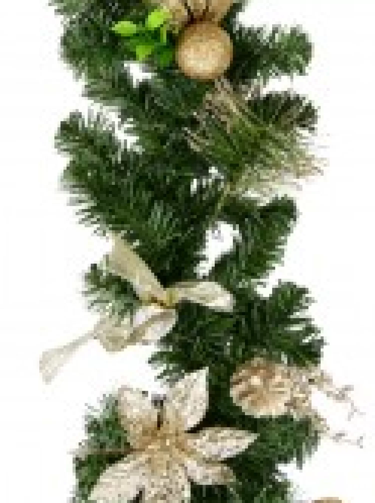 Christmas Warehouse Decorated Gold & Champagne Mixed Foliage & Floral Christmas Pine Garland - 1.8M> Christmas Garlands