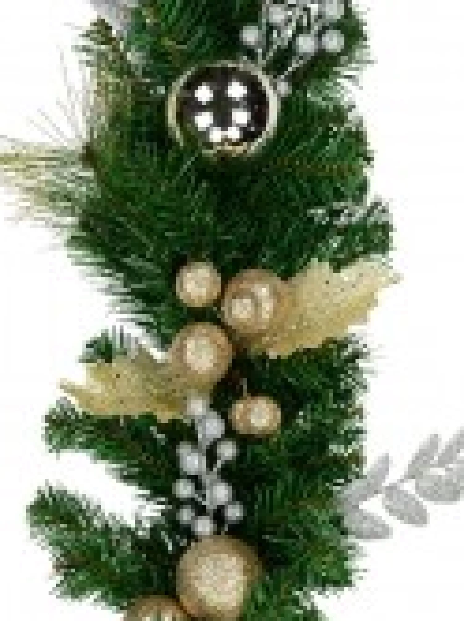 Christmas Warehouse Decorated White Poinsettia, Mistletoe, Berries & Baubles Pine Garland - 2.3M> Christmas Garlands