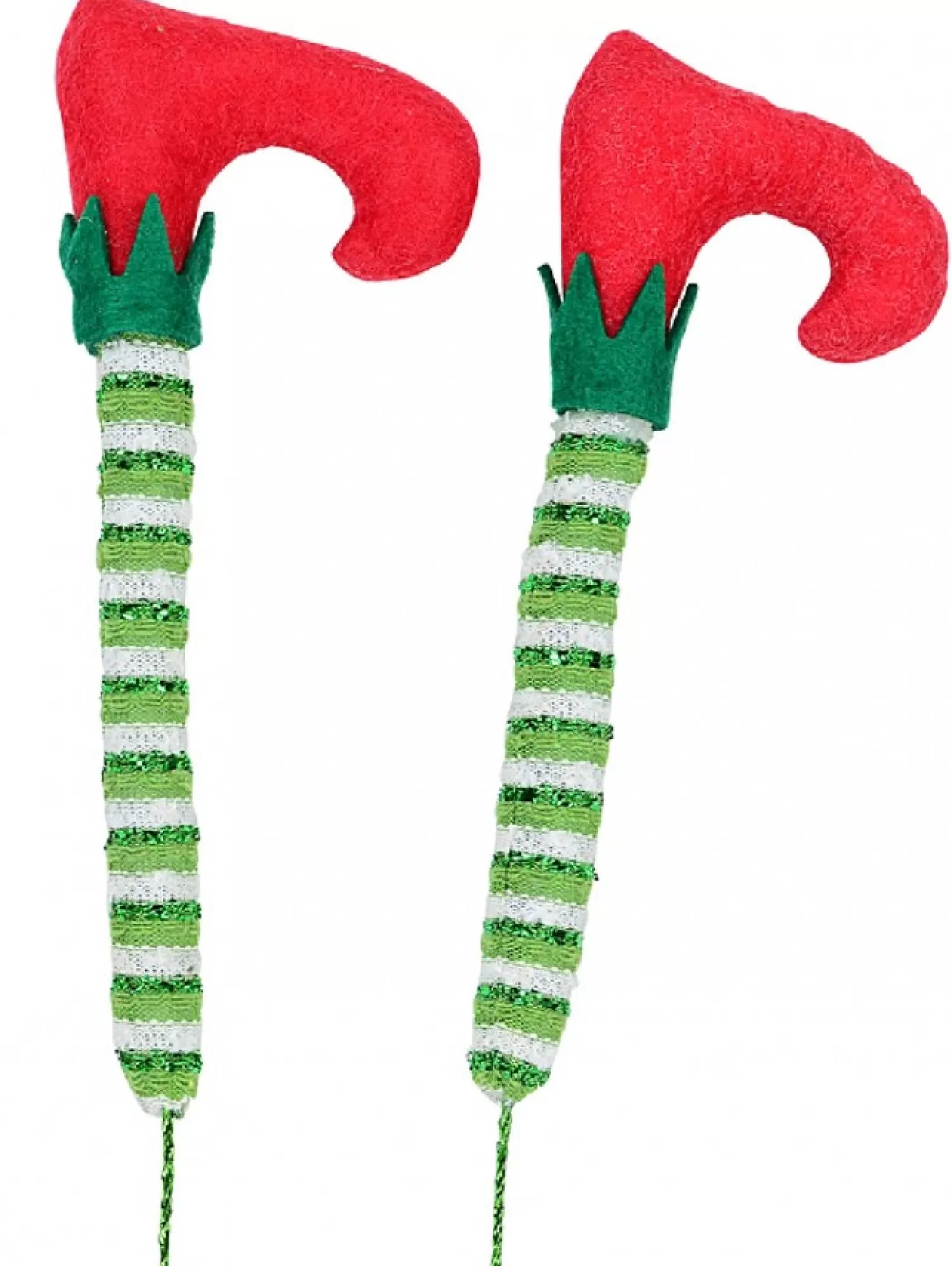 Christmas Warehouse Elf Feet In Your Tree With Long Socks Pair Decorative Christmas Picks - 2 X 40Cm> Christmas Picks