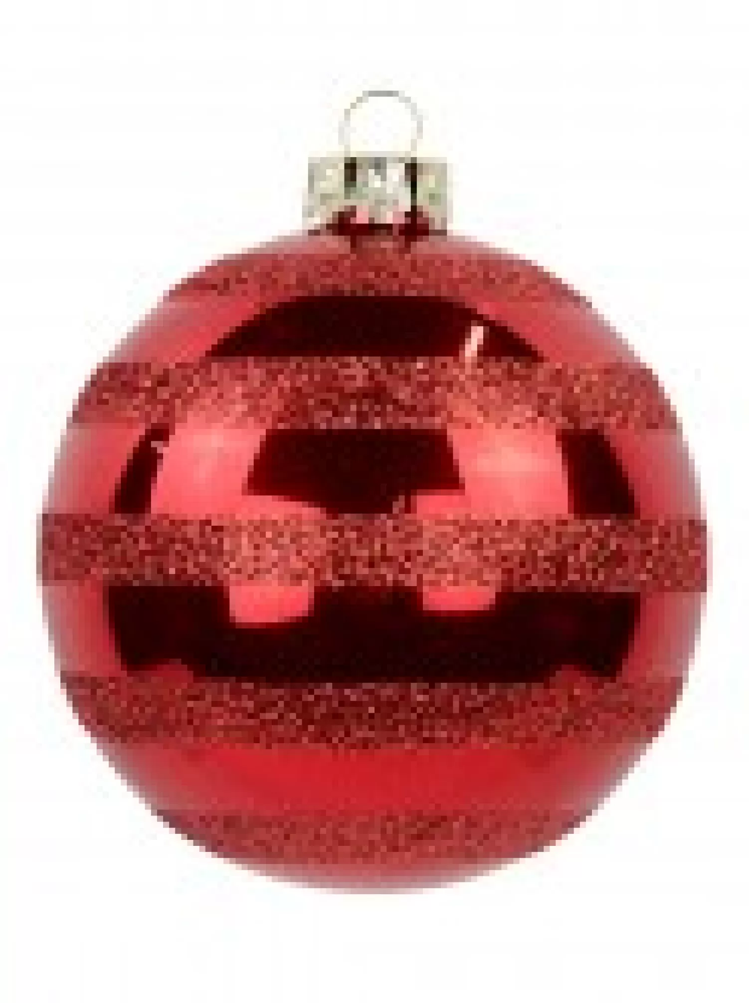 Christmas Warehouse Festive Red Gloss Christmas Bauble Decorations With Glitter Stripes - 6 X 70Mm> Bauble Packs