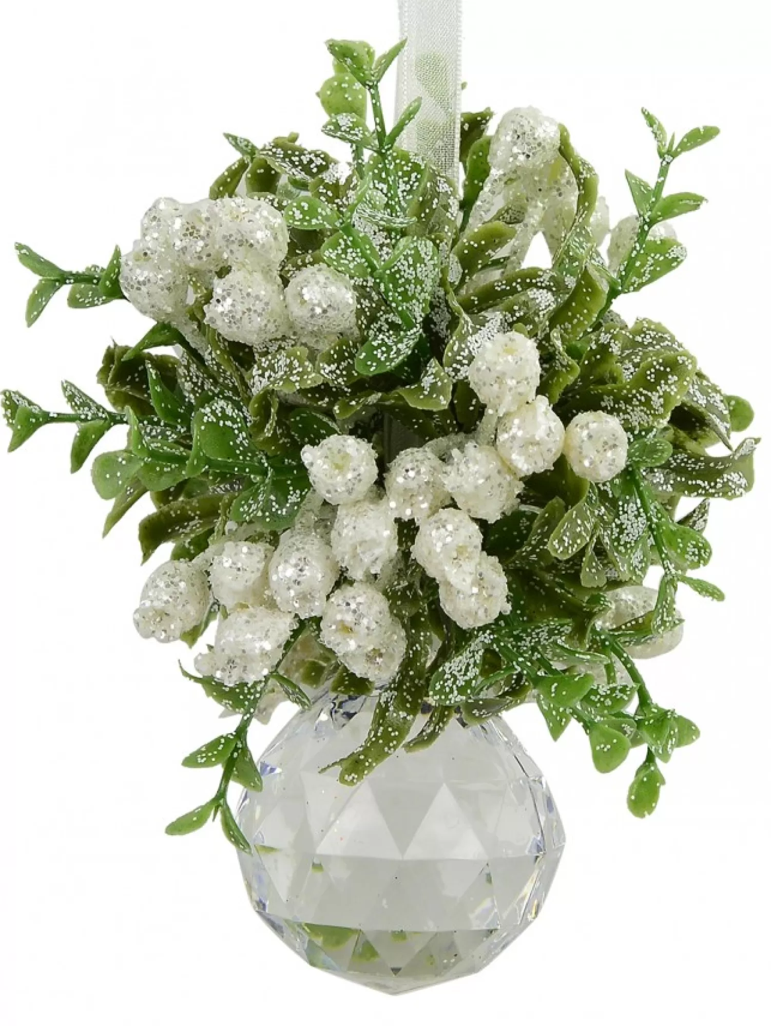 Christmas Warehouse Frosted Mistletoe With Simulant Jewel Christmas Hanging Decoration - 12Cm> Hanging Decorations - Individual