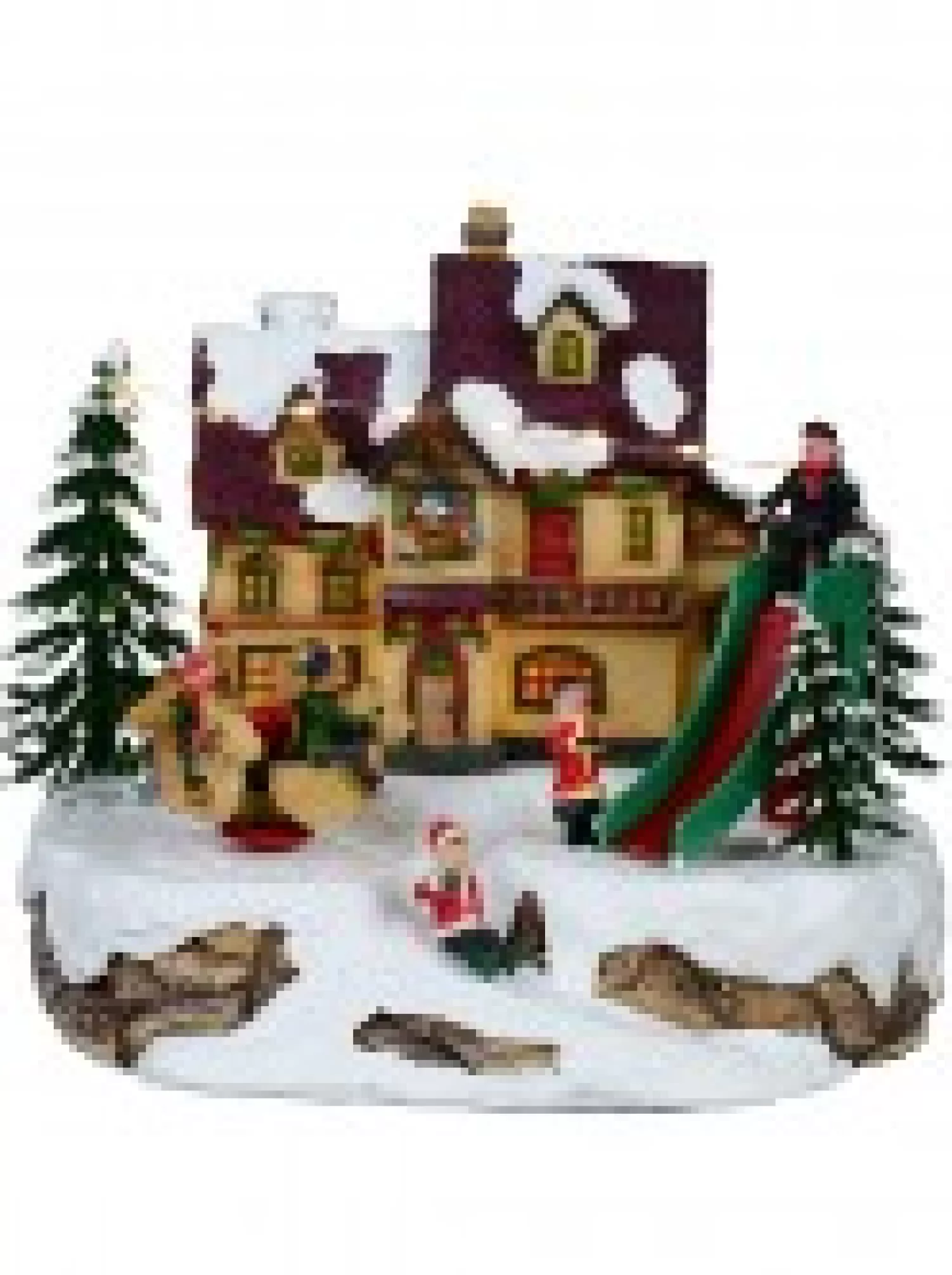 Christmas Warehouse Fun Slide & Merry-Go-Round At Santa's Workshop Christmas Village Scene - 23Cm> Christmas Village Scenes