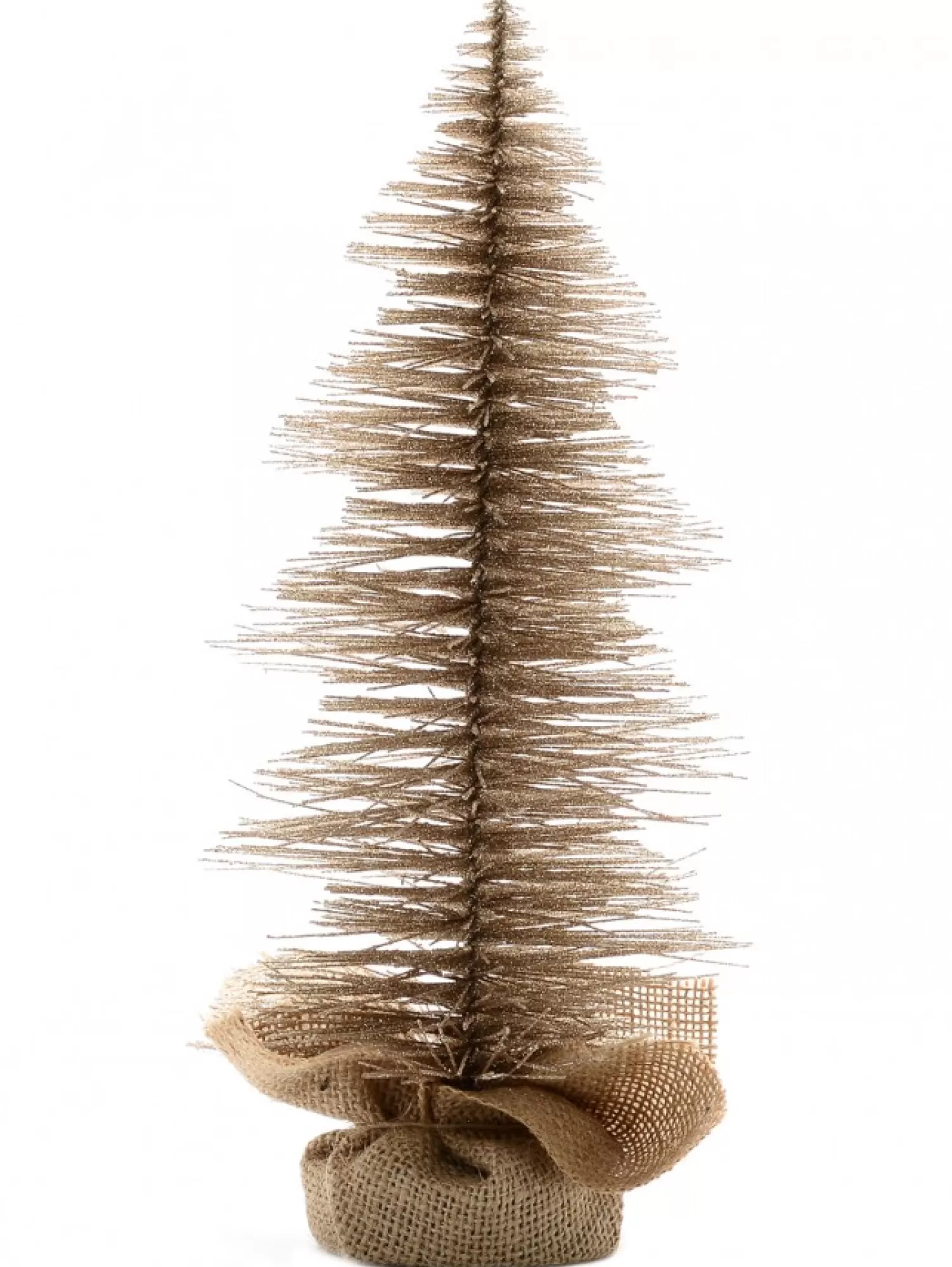 Christmas Warehouse Glittered Champagne Spiral Pine Needle Christmas Table Top Tree - 20Cm> Table Top Christmas Trees