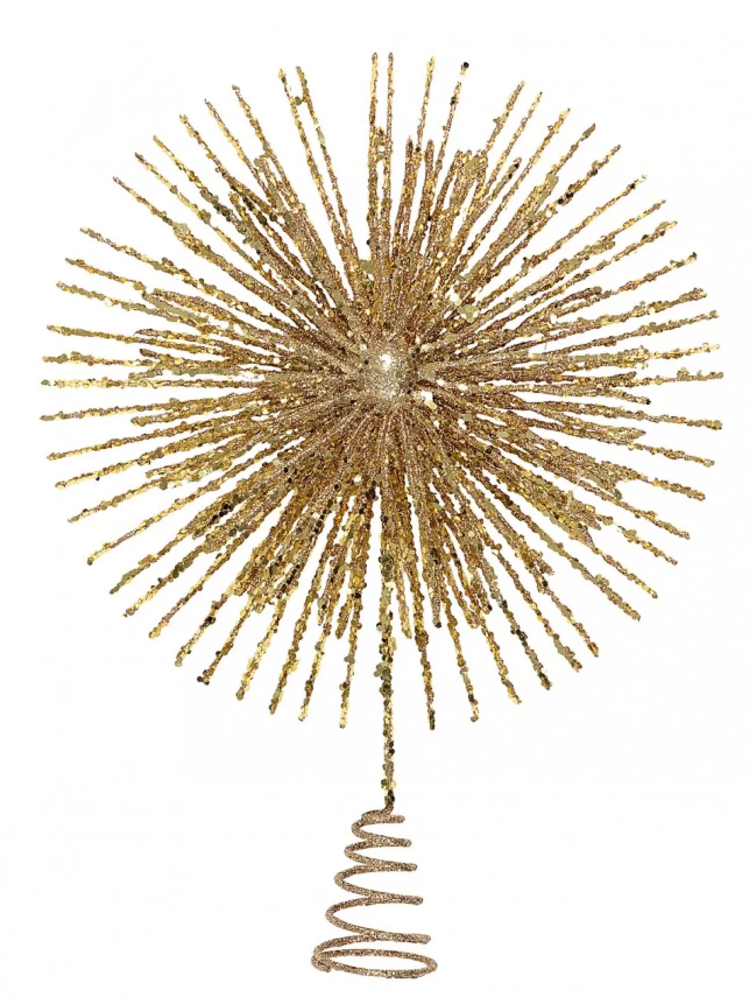 Christmas Warehouse Glittered Champagne Starburst Christmas Tree Topper Decoration - 38Cm> Tree Top Decorations