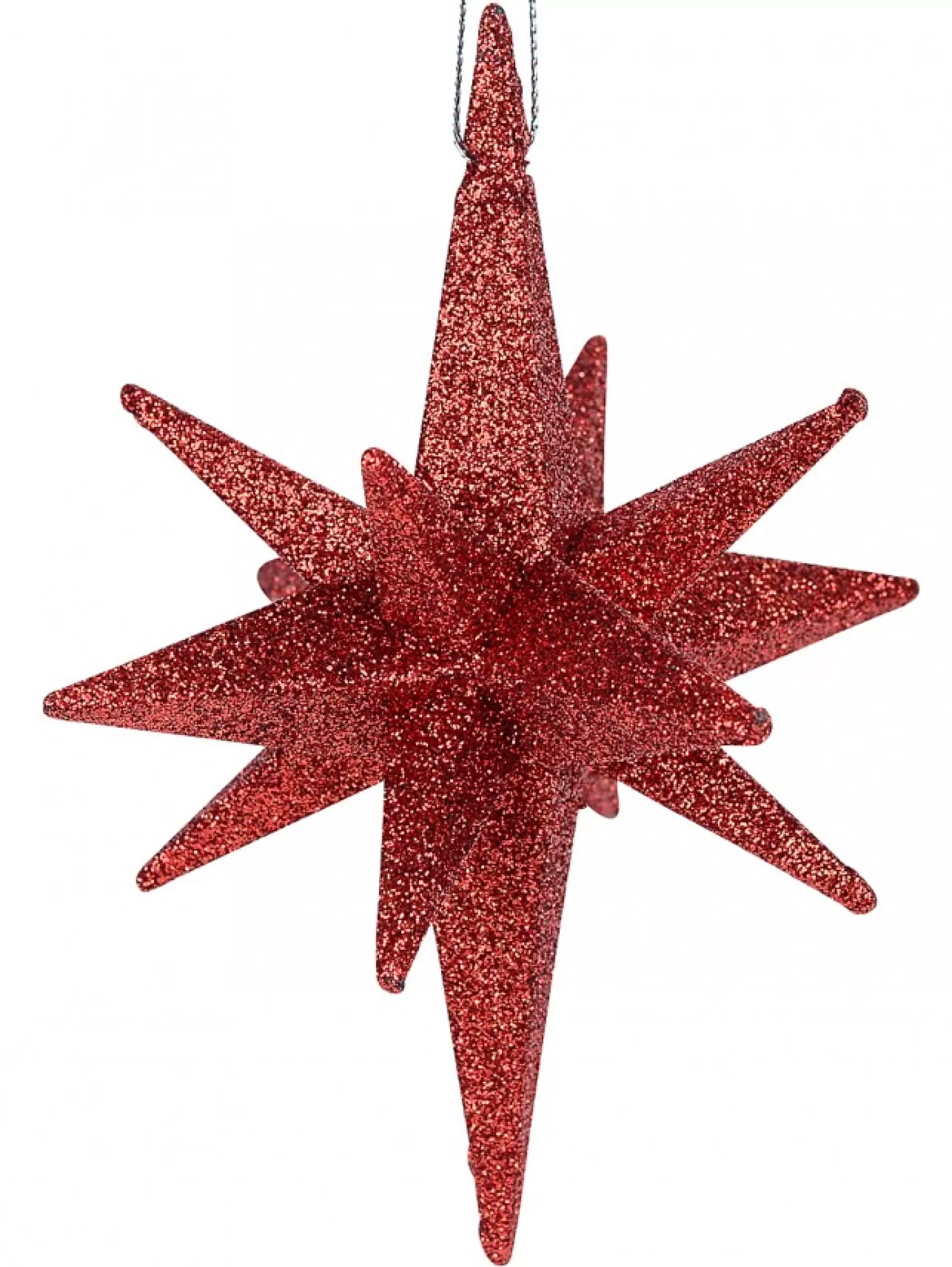 Christmas Warehouse Glittered Red 3D Star Of Bethlehem Christmas Tree Hanging Decoration - 14Cm> Hanging Decorations - Individual