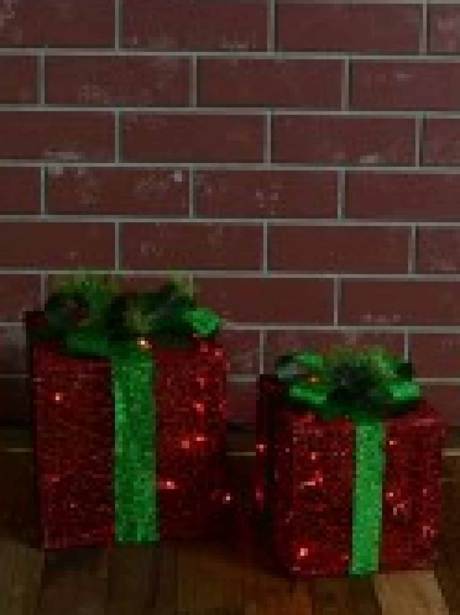 Christmas Warehouse Glittered Red Mesh 3D Gift Boxes With Bow & Warm White Led Lights - 30Cm> Christmas Light Displays - 3D