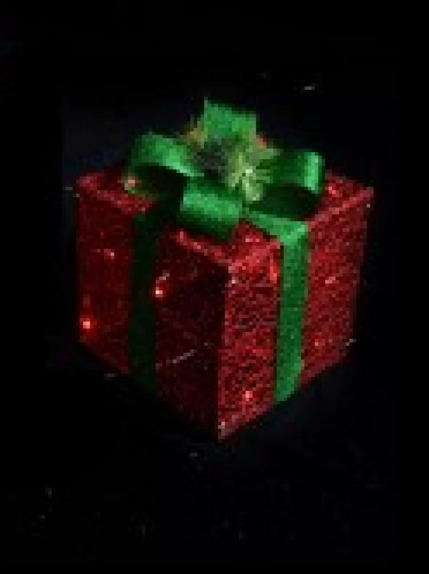 Christmas Warehouse Glittered Red Mesh 3D Gift Boxes With Bow & Warm White Led Lights - 30Cm> Christmas Light Displays - 3D