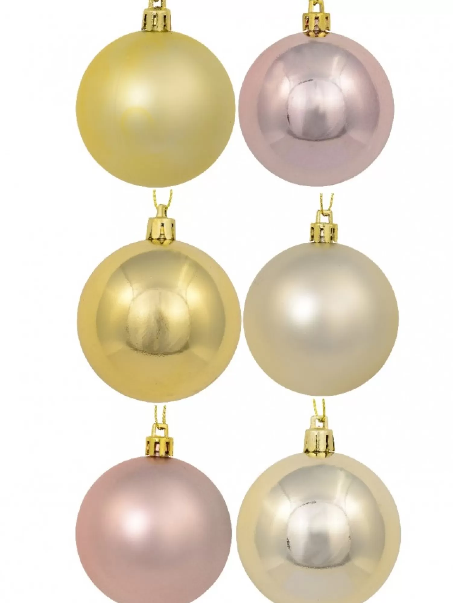 Christmas Warehouse Gold, Champagne & Rose Gold Metallic & Matte Christmas Baubles - 12 X 60Mm> Bauble Packs