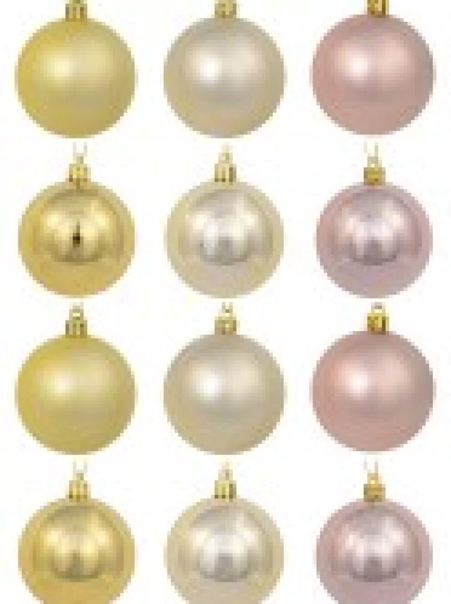 Christmas Warehouse Gold, Champagne & Rose Gold Metallic & Matte Christmas Baubles - 12 X 60Mm> Bauble Packs