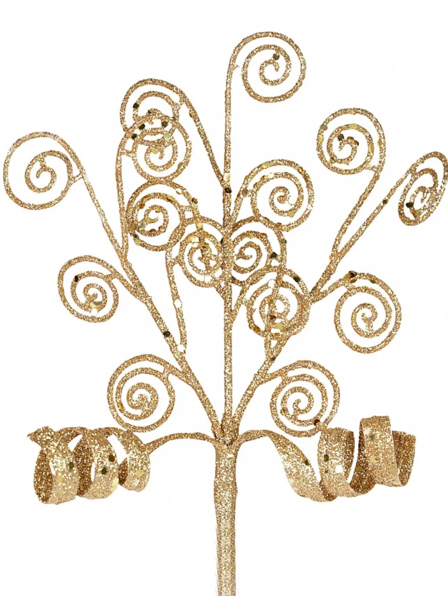 Christmas Warehouse Gold Glittered Swirls Decorative Christmas Spray Pick - 19Cm> Christmas Picks