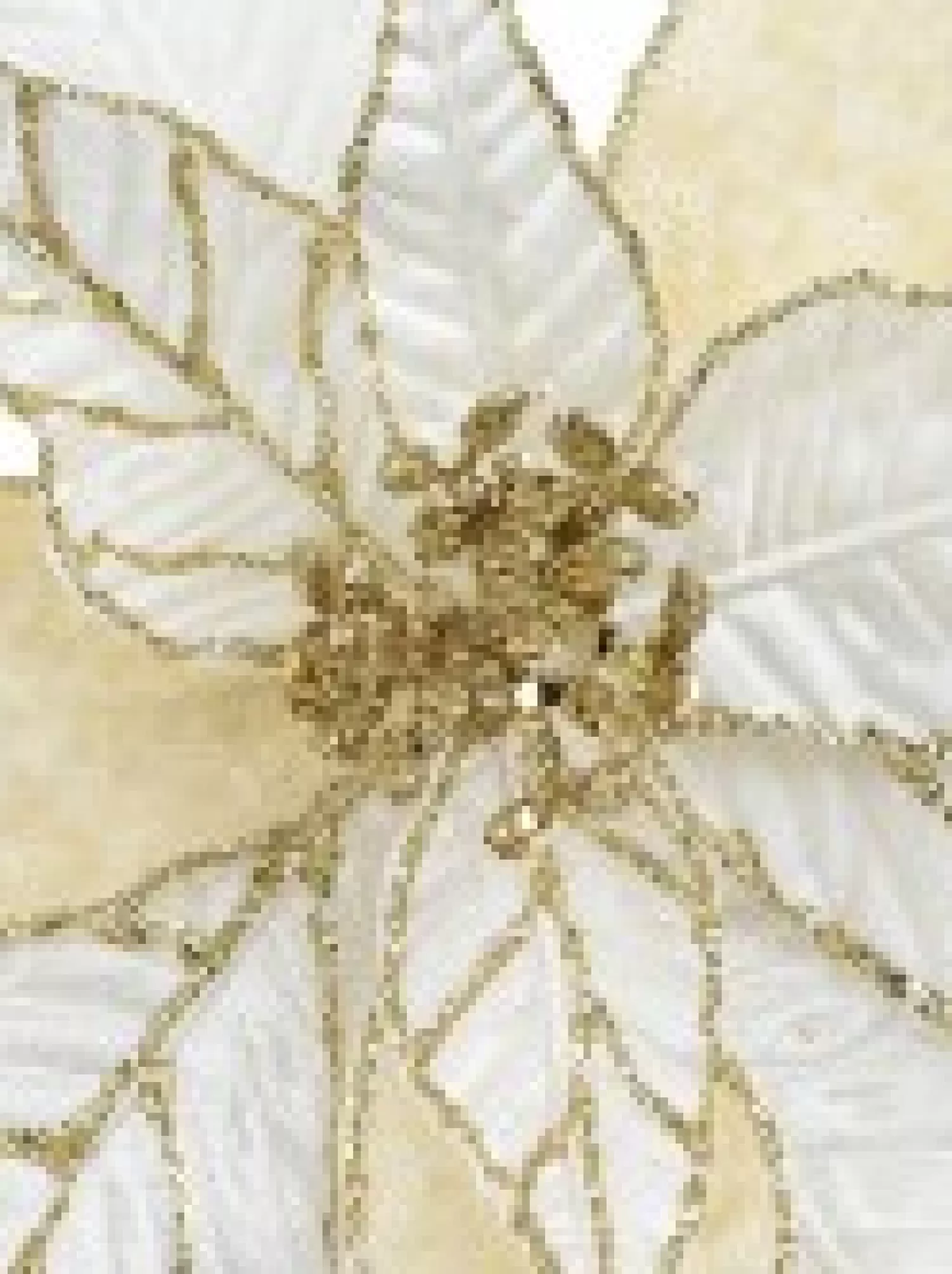 Christmas Warehouse Gold Glittered White & Cream Poinsettia Decorative Christmas Flower Pick - 28Cm> Christmas Picks