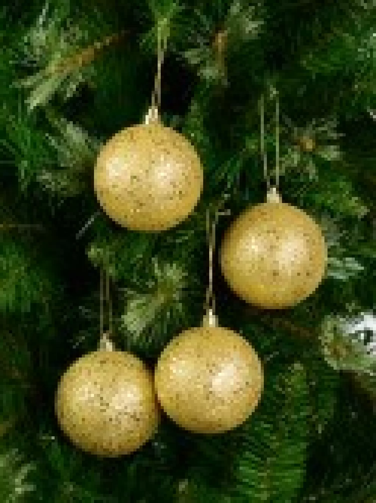 Christmas Warehouse Gold Metallic Sequins & Glitter Coated Christmas Baubles - 4 X 80Mm> Bauble Packs