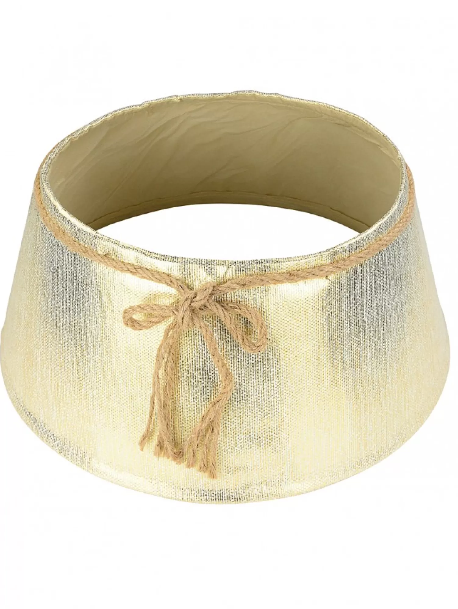Christmas Warehouse Gold On White Textured Conical Shape & Rope Knot Christmas Tree Skirt - 58Cm> Tree Skirts
